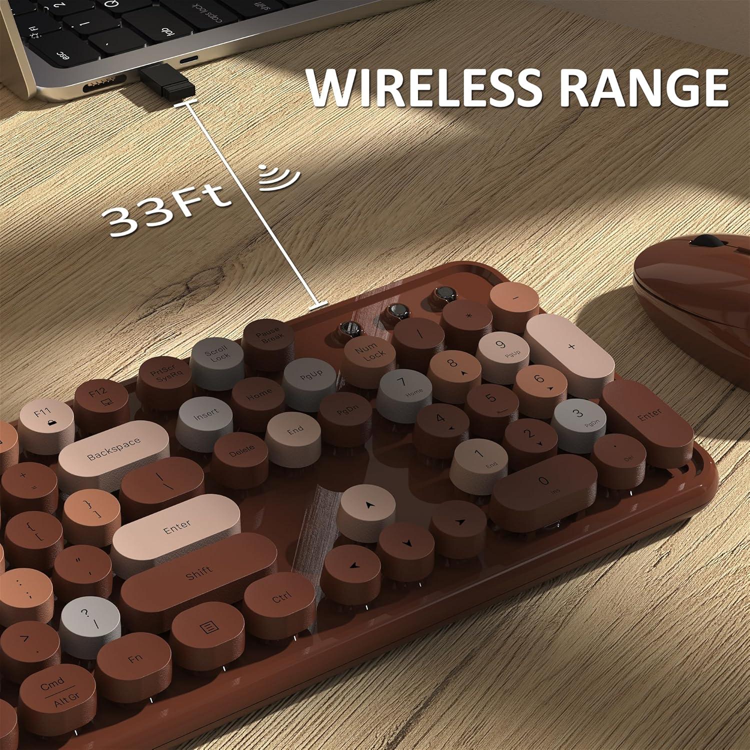 Teclado y Ratón Inalámbricos Retro Dongguan S801AG-C Color Café