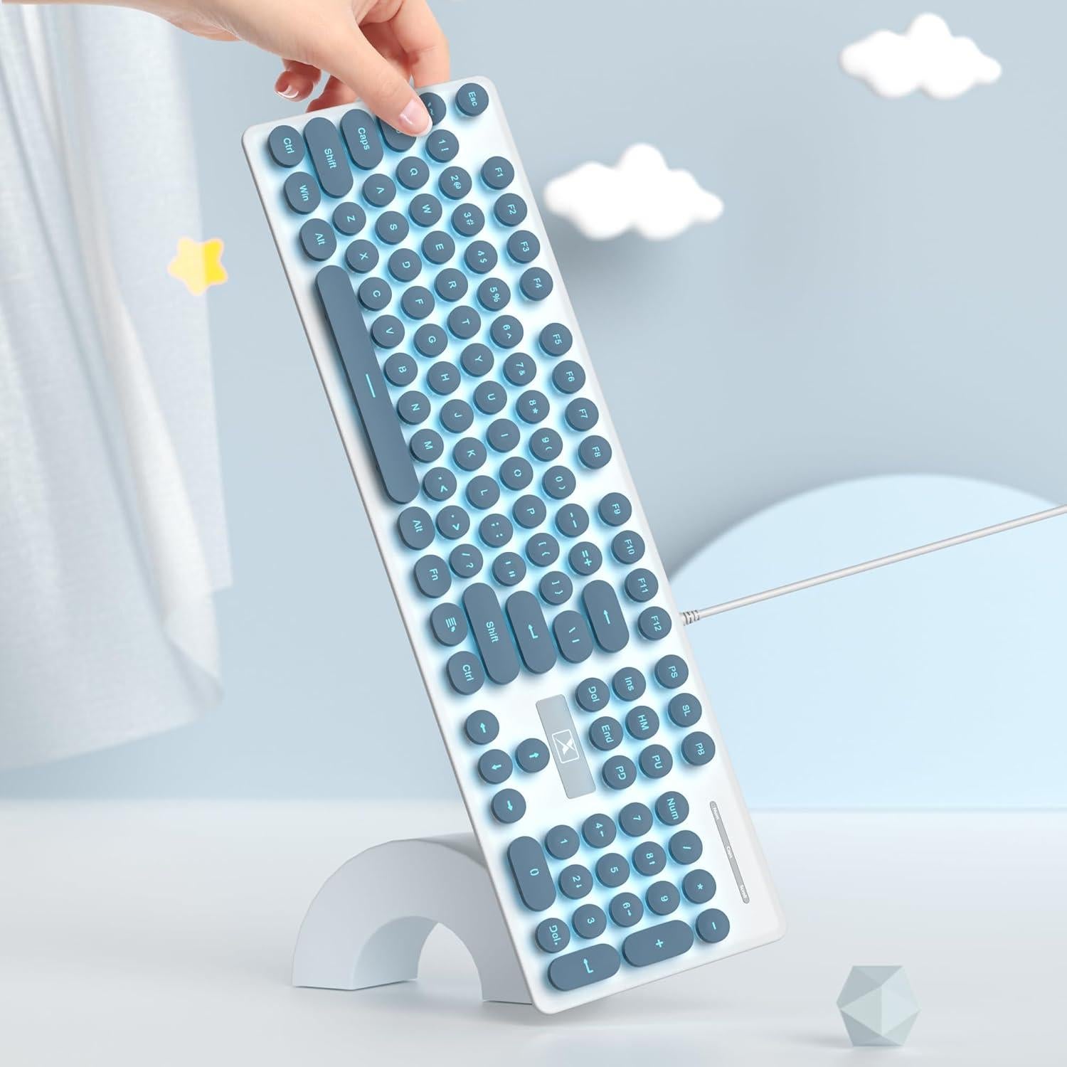 Teclado Retro Punk SbocKeeb V300 USB 104 Teclas Azul LED