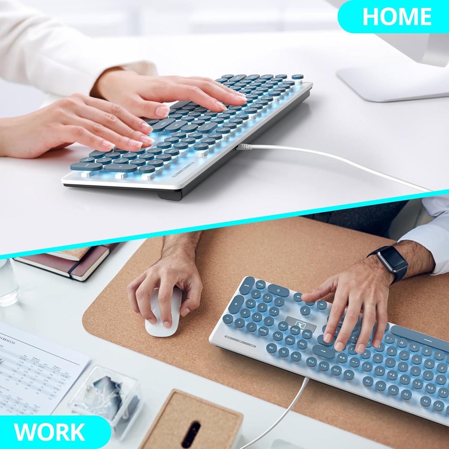 Teclado Retro Punk SbocKeeb V300 USB 104 Teclas Azul LED