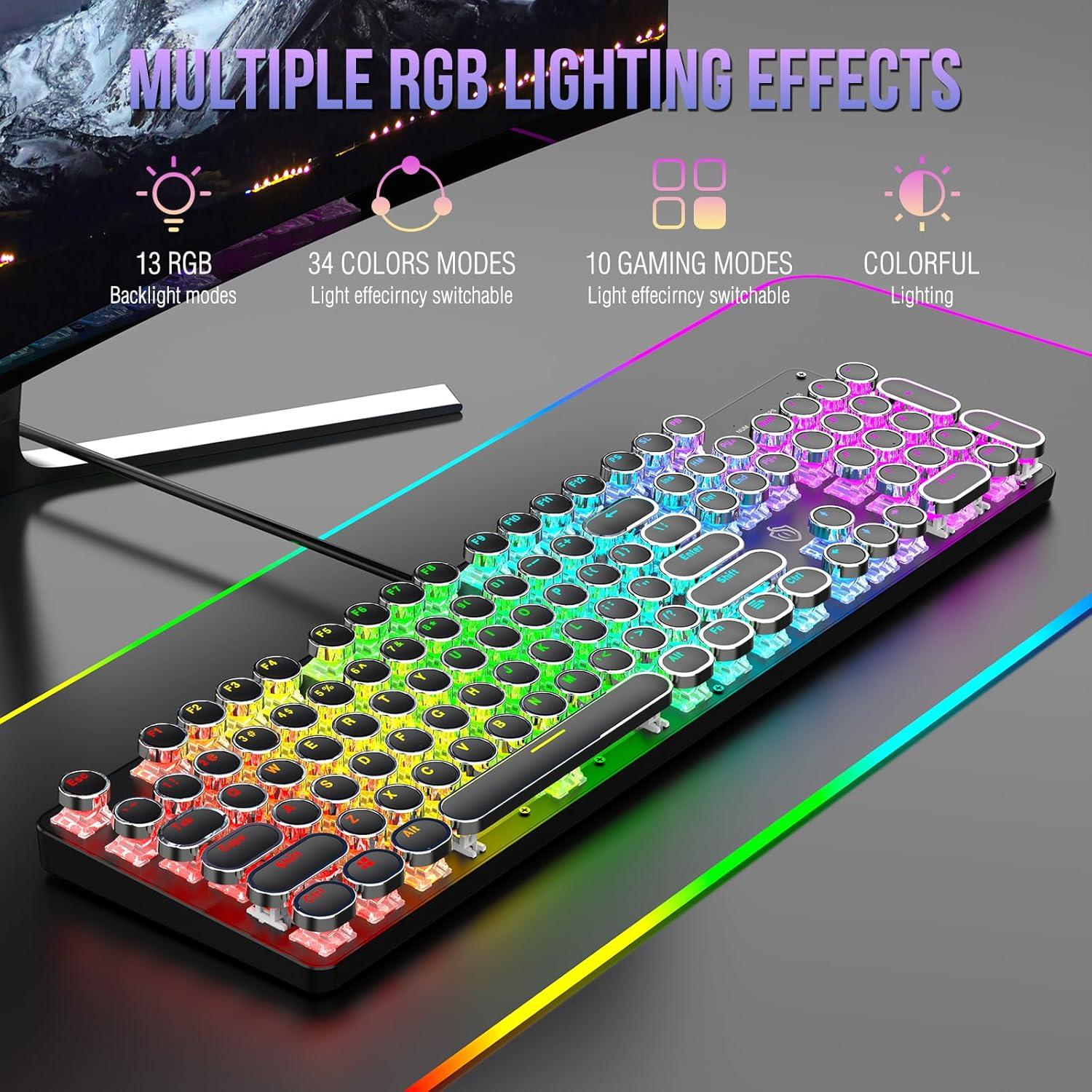 Teclado Mecánico Retroiluminado RGB Gaozen 104 Teclas Negro