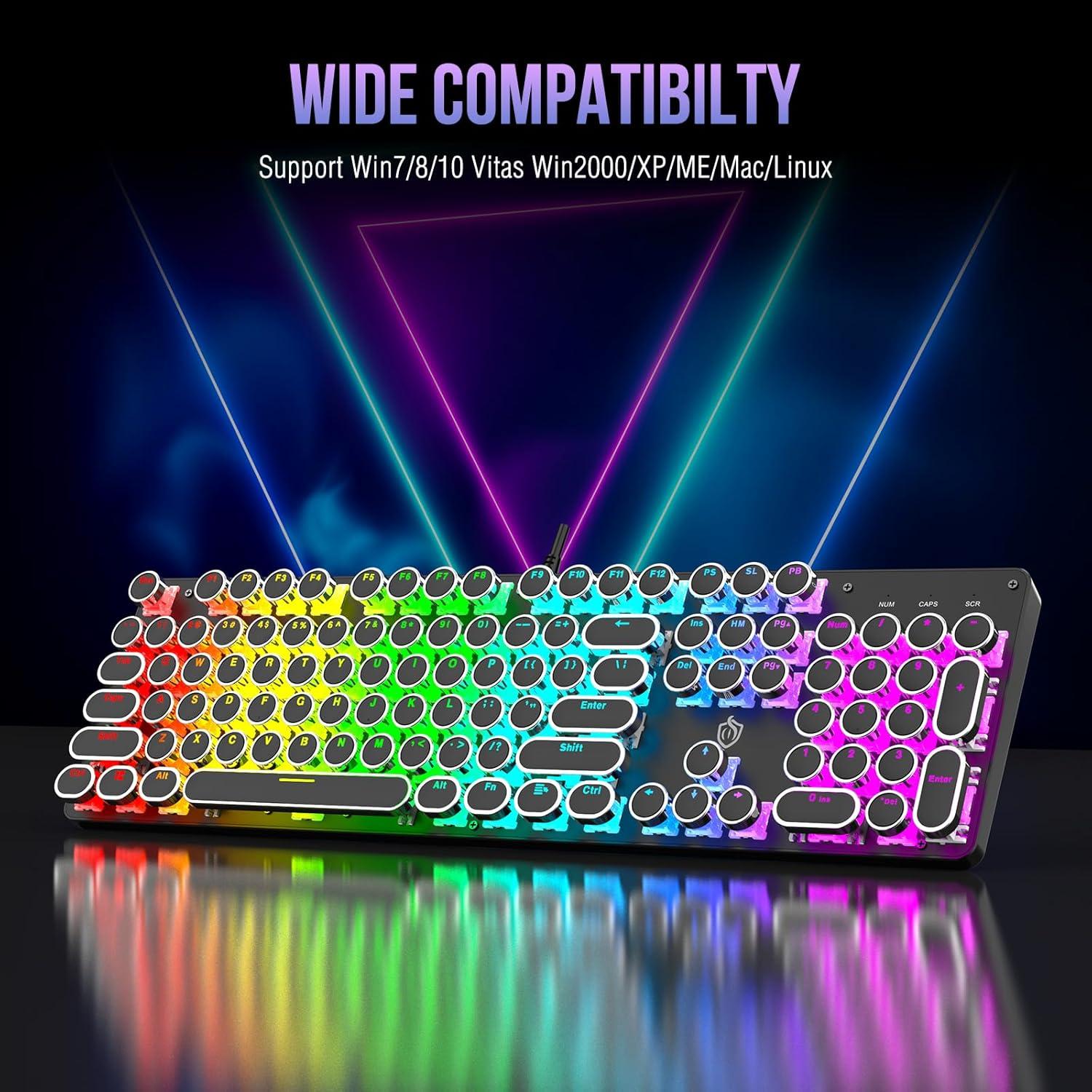 Teclado Mecánico Retroiluminado RGB Gaozen 104 Teclas Negro