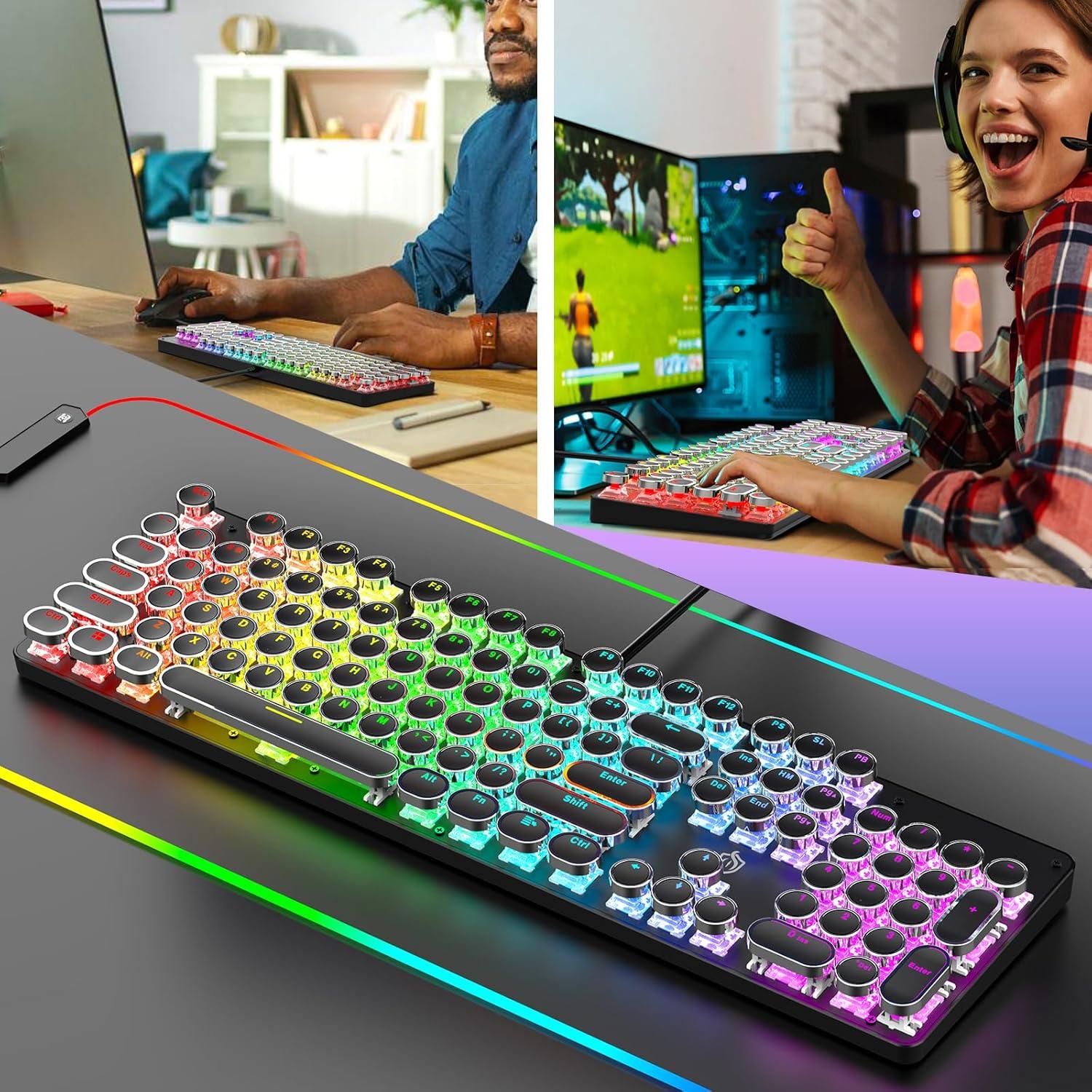 Teclado Mecánico Retroiluminado RGB Gaozen 104 Teclas Negro