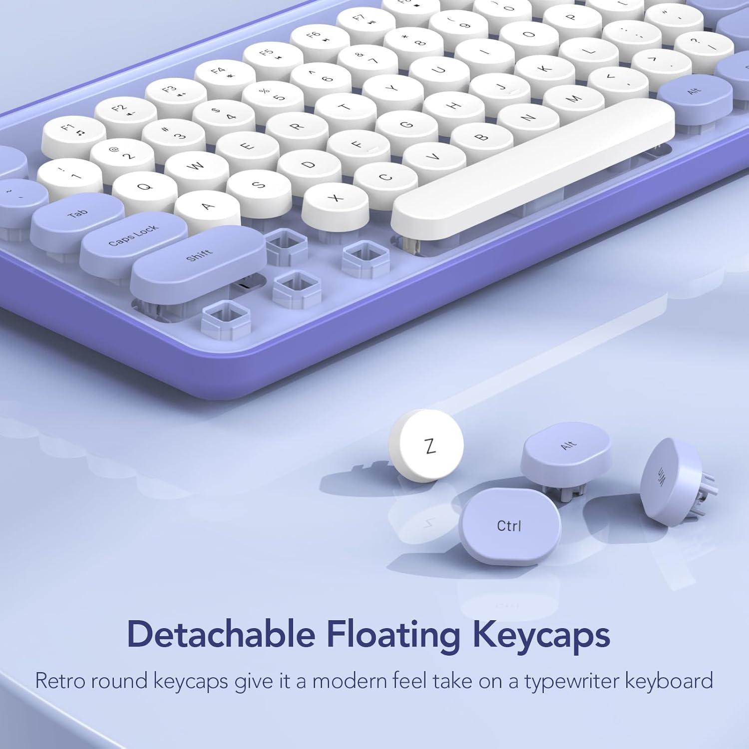 Combo Teclado y Ratón Inalámbricos SABLUTE Retro Púrpura