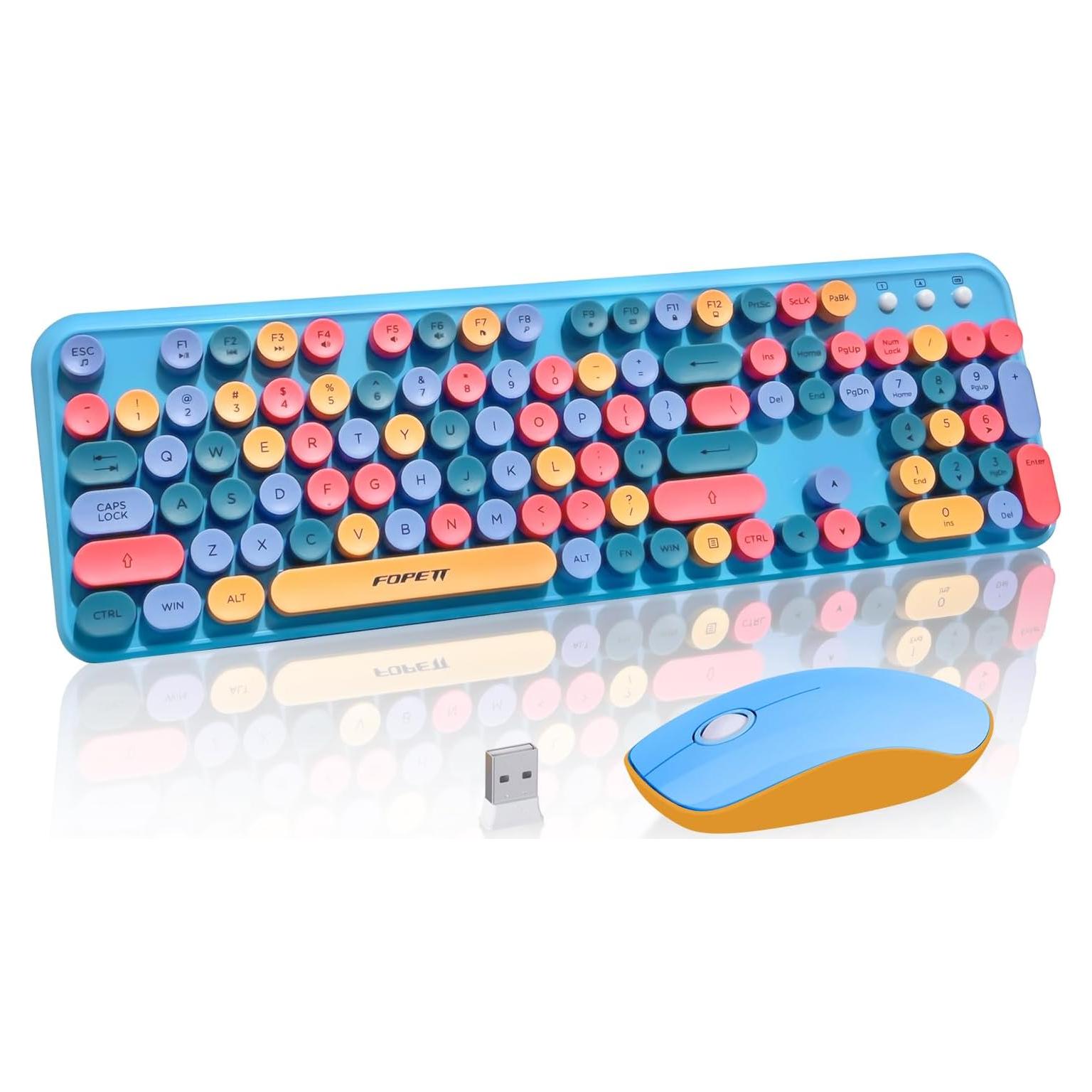 Conjunto Teclado y Ratón Inalámbricos Jar-Owl Retro Azul