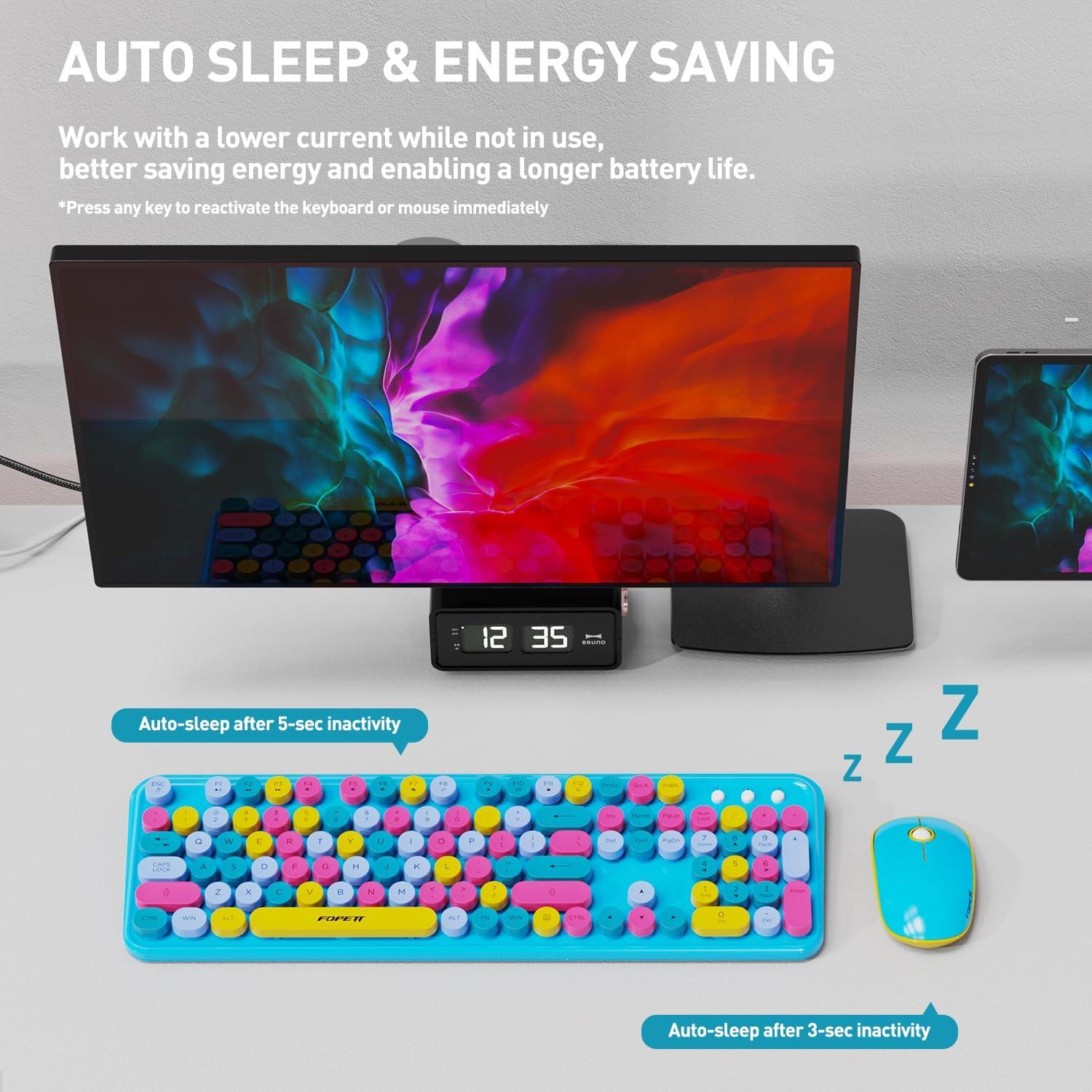 Conjunto Teclado y Ratón Inalámbricos Jar-Owl Retro Azul