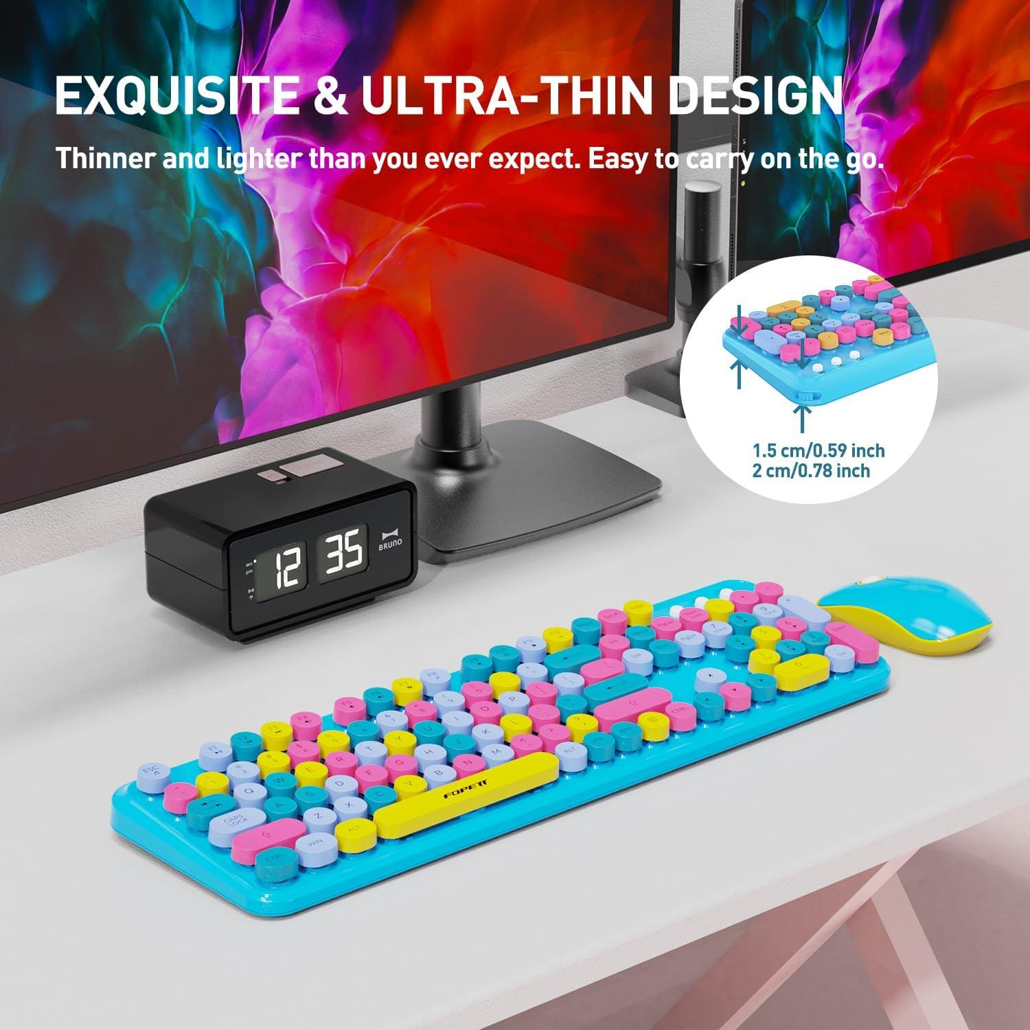 Conjunto Teclado y Ratón Inalámbricos Jar-Owl Retro Azul