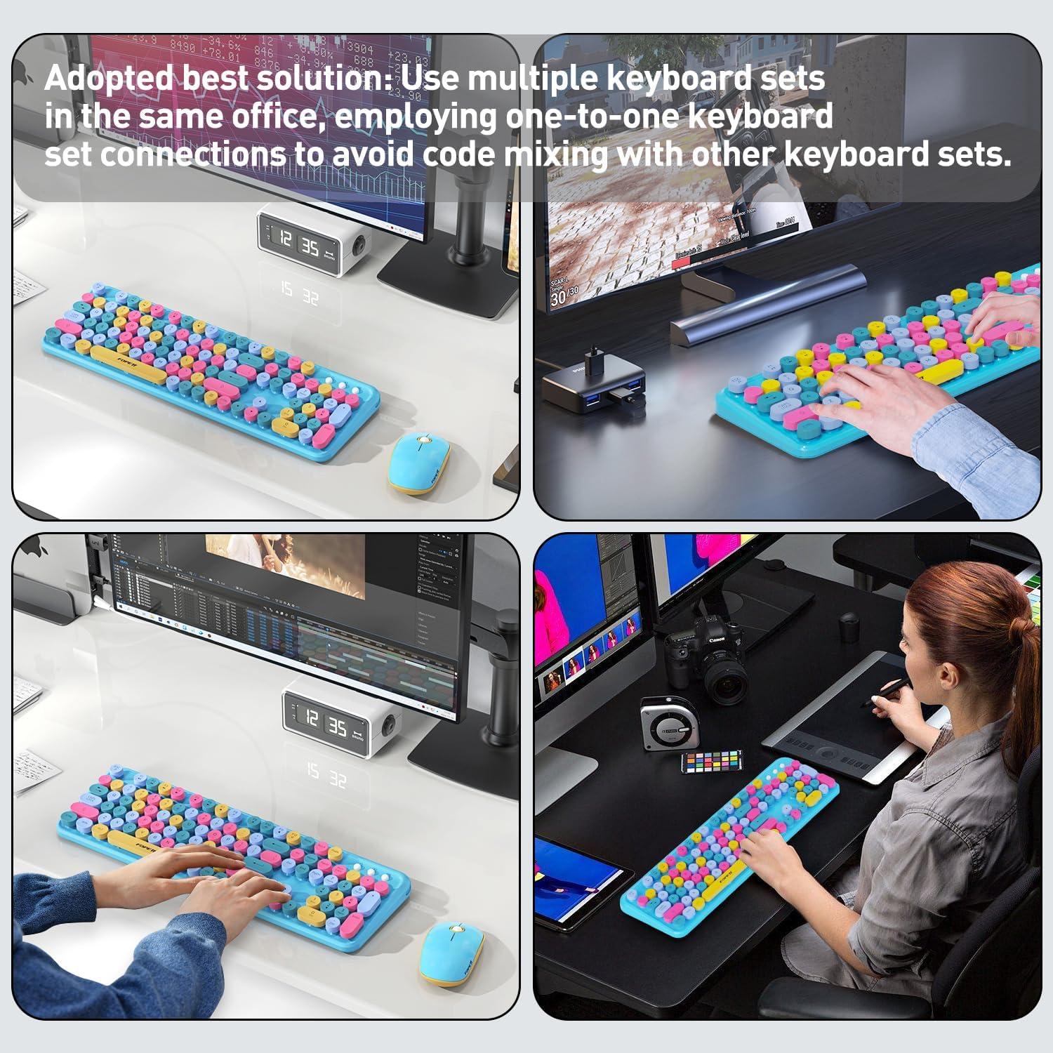 Conjunto Teclado y Ratón Inalámbricos Jar-Owl Retro Azul