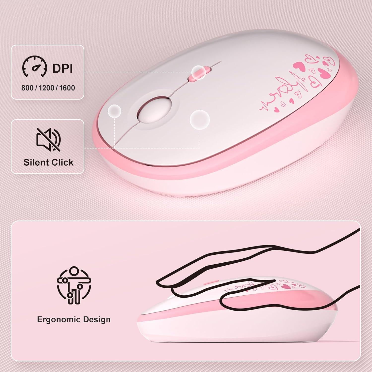 Combo Teclado y Ratón Inalámbrico MOFII Retro Rosa