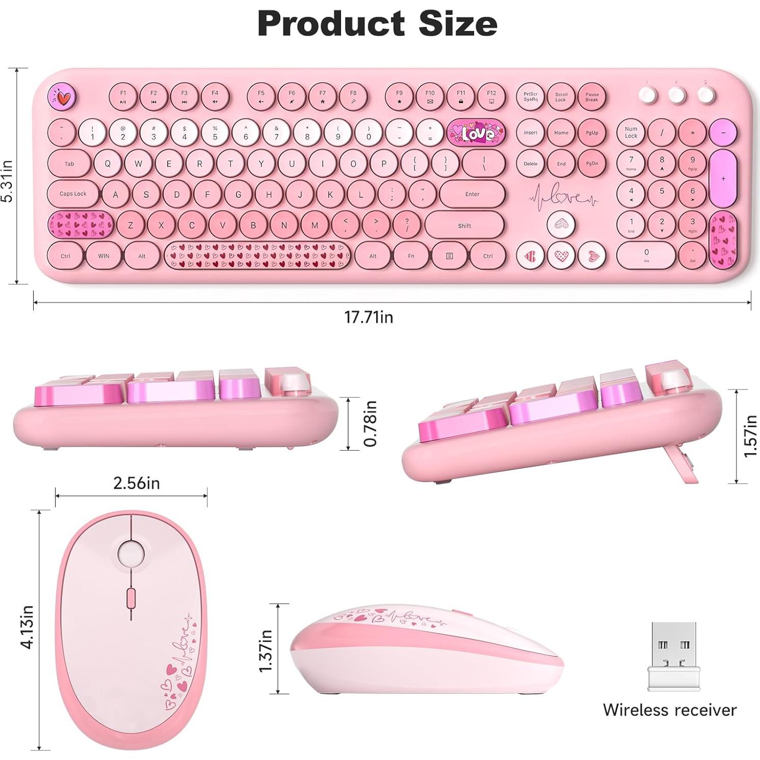 Combo Teclado y Ratón Inalámbrico MOFII Retro Rosa