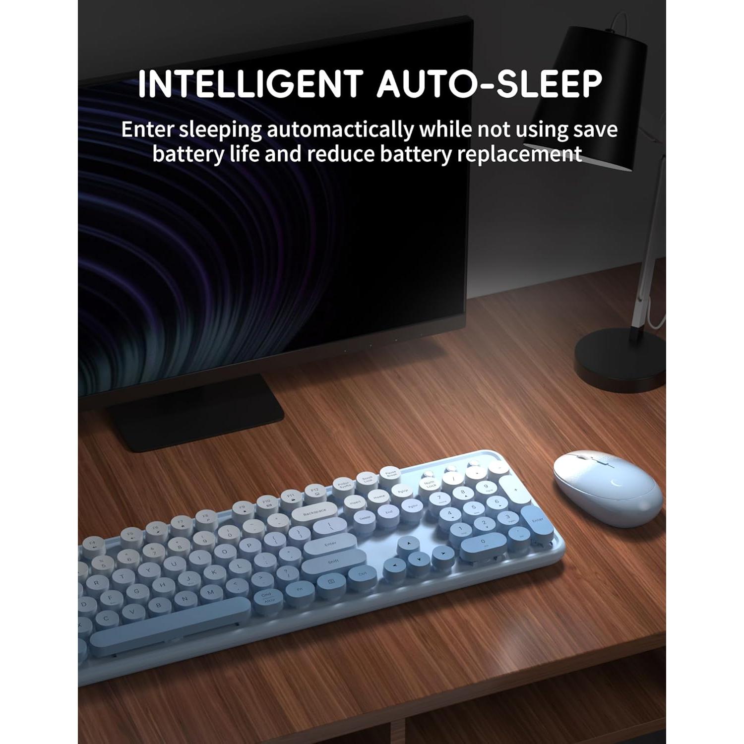 Combo Teclado y Ratón Inalámbrico YUNSHAN K670 Azul 2.4GHz