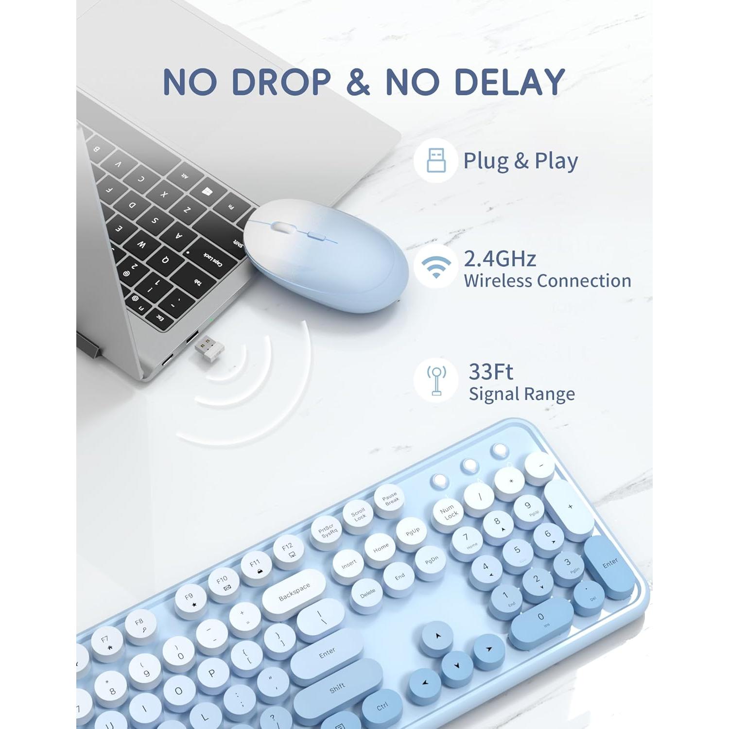 Combo Teclado y Ratón Inalámbrico YUNSHAN K670 Azul 2.4GHz