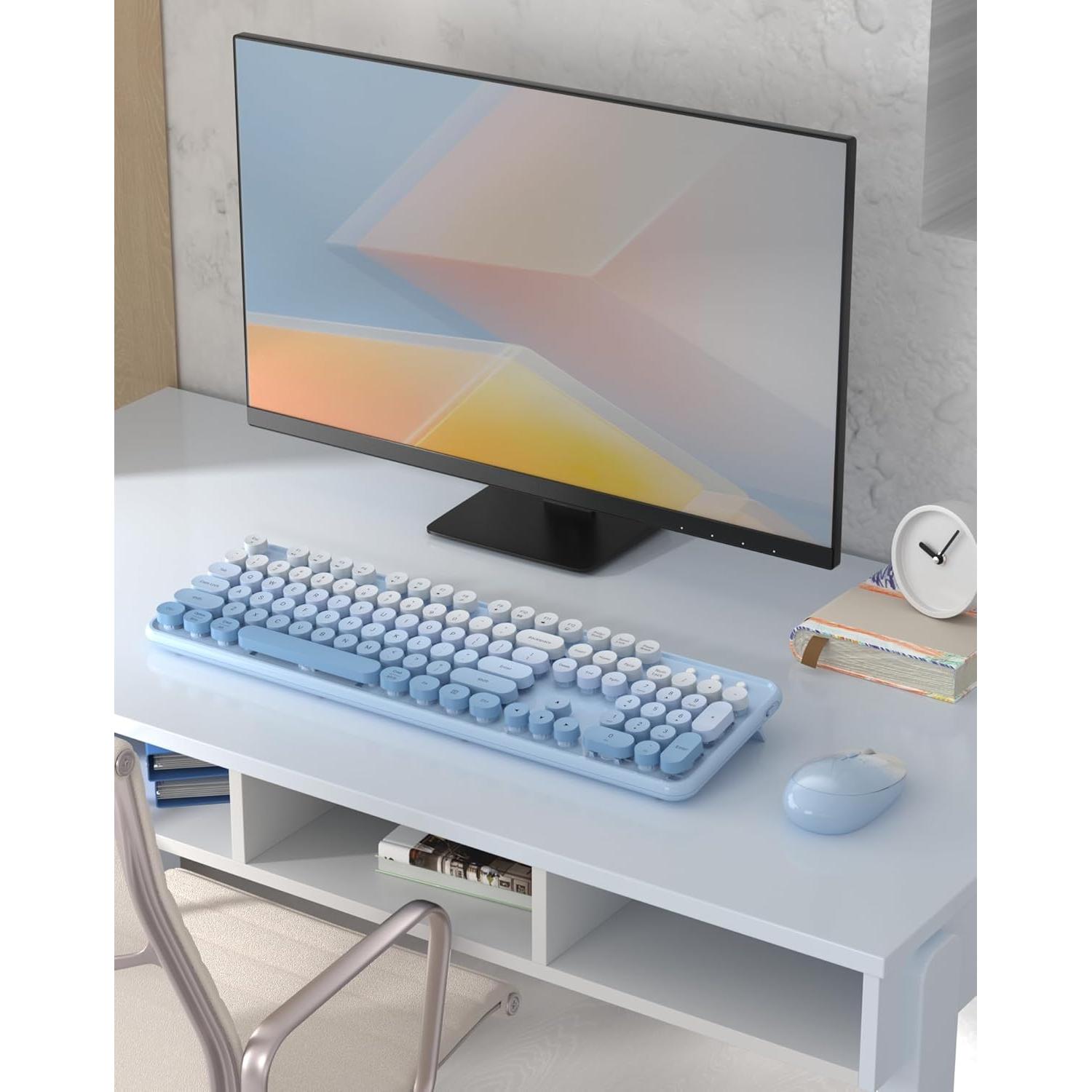 Combo Teclado y Ratón Inalámbrico YUNSHAN K670 Azul 2.4GHz