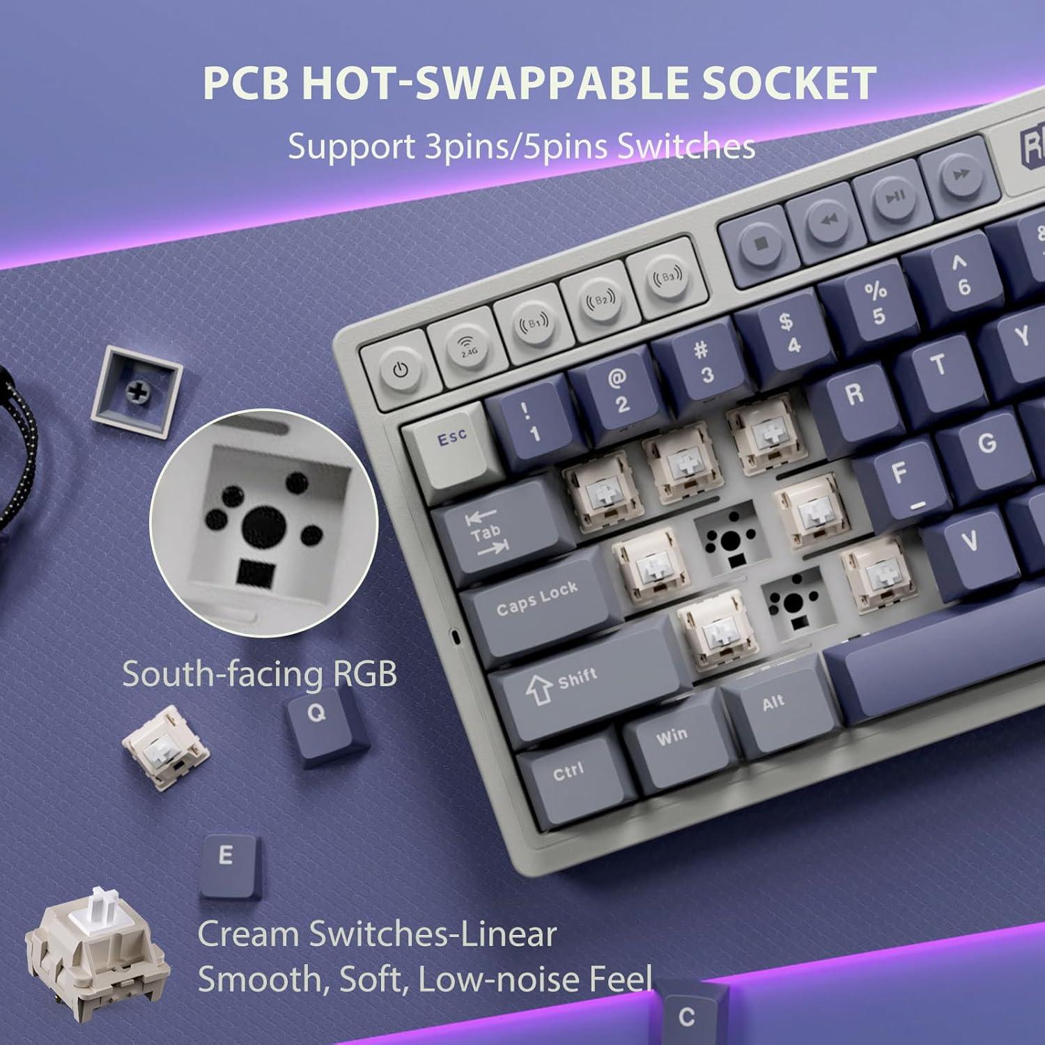 Teclado Mecánico Inalámbrico RK Royal Kludge M65 60% RGB