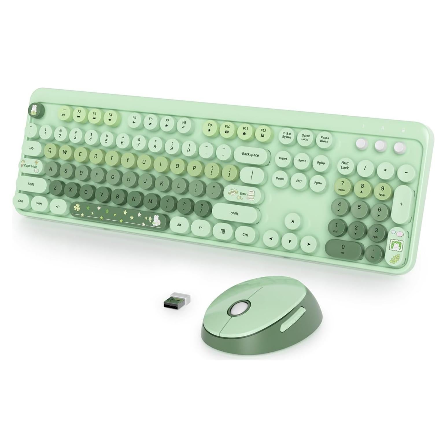 Combo Teclado y Ratón Inalámbricos Fogruaden Verde 104 Teclas