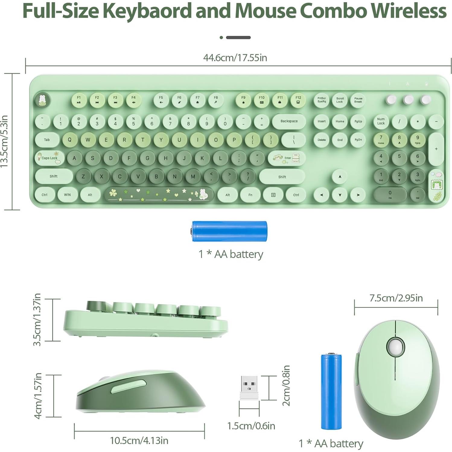 Combo Teclado y Ratón Inalámbricos Fogruaden Verde 104 Teclas