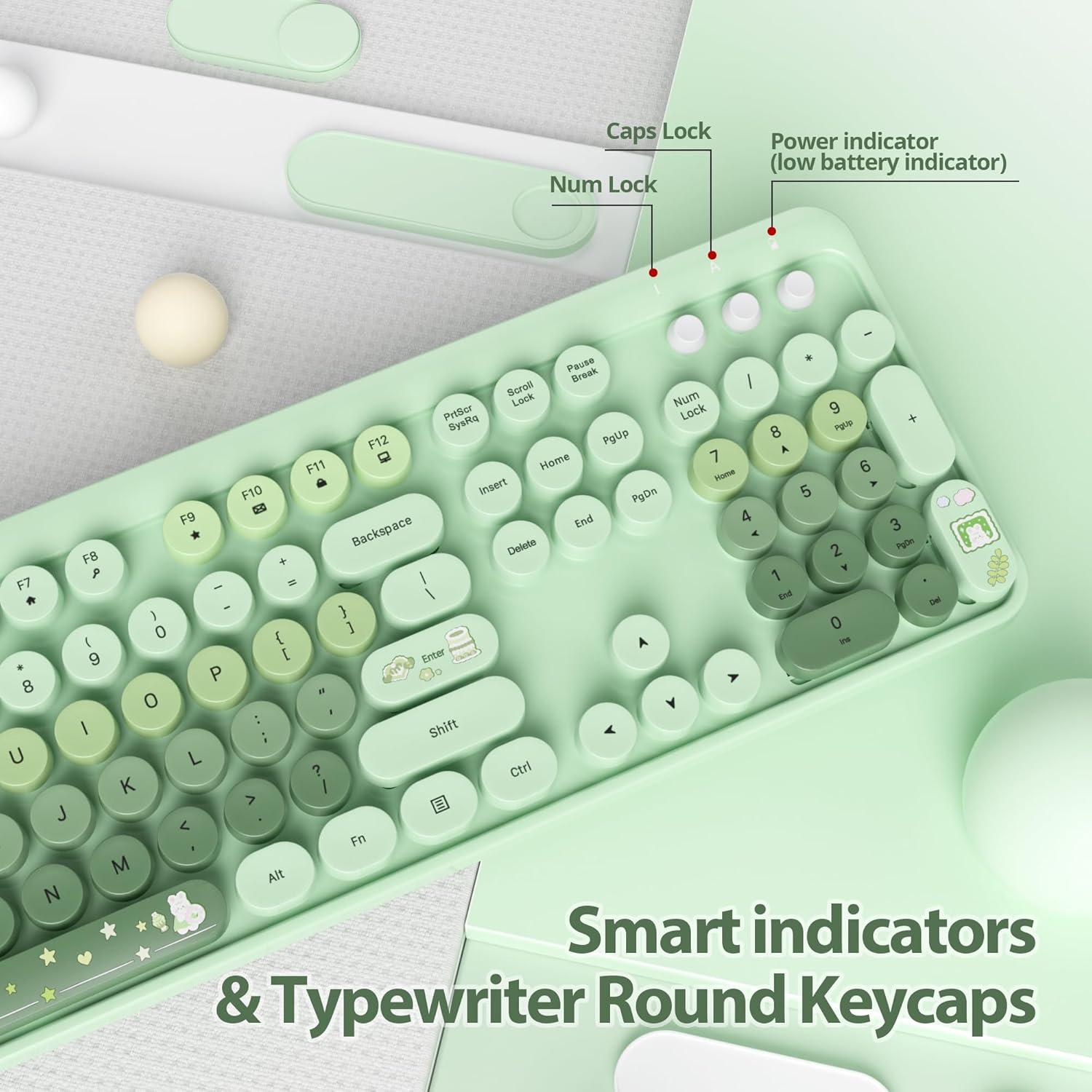 Combo Teclado y Ratón Inalámbricos Fogruaden Verde 104 Teclas