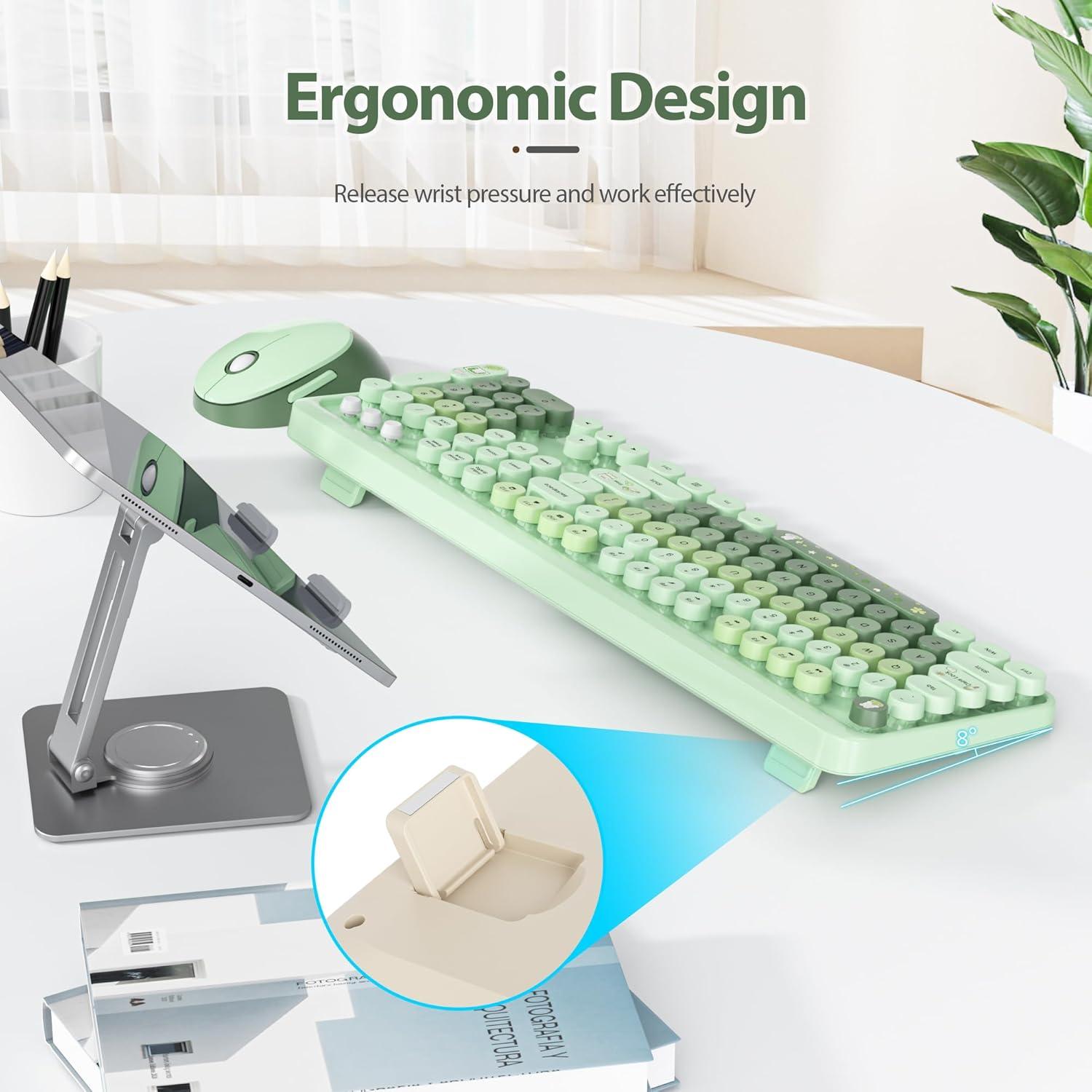 Combo Teclado y Ratón Inalámbricos Fogruaden Verde 104 Teclas