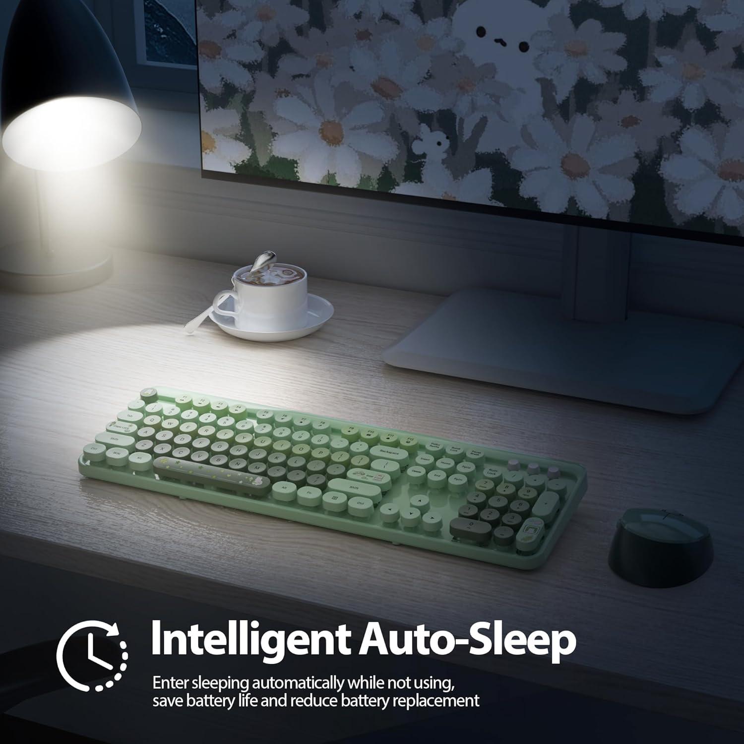 Combo Teclado y Ratón Inalámbricos Fogruaden Verde 104 Teclas