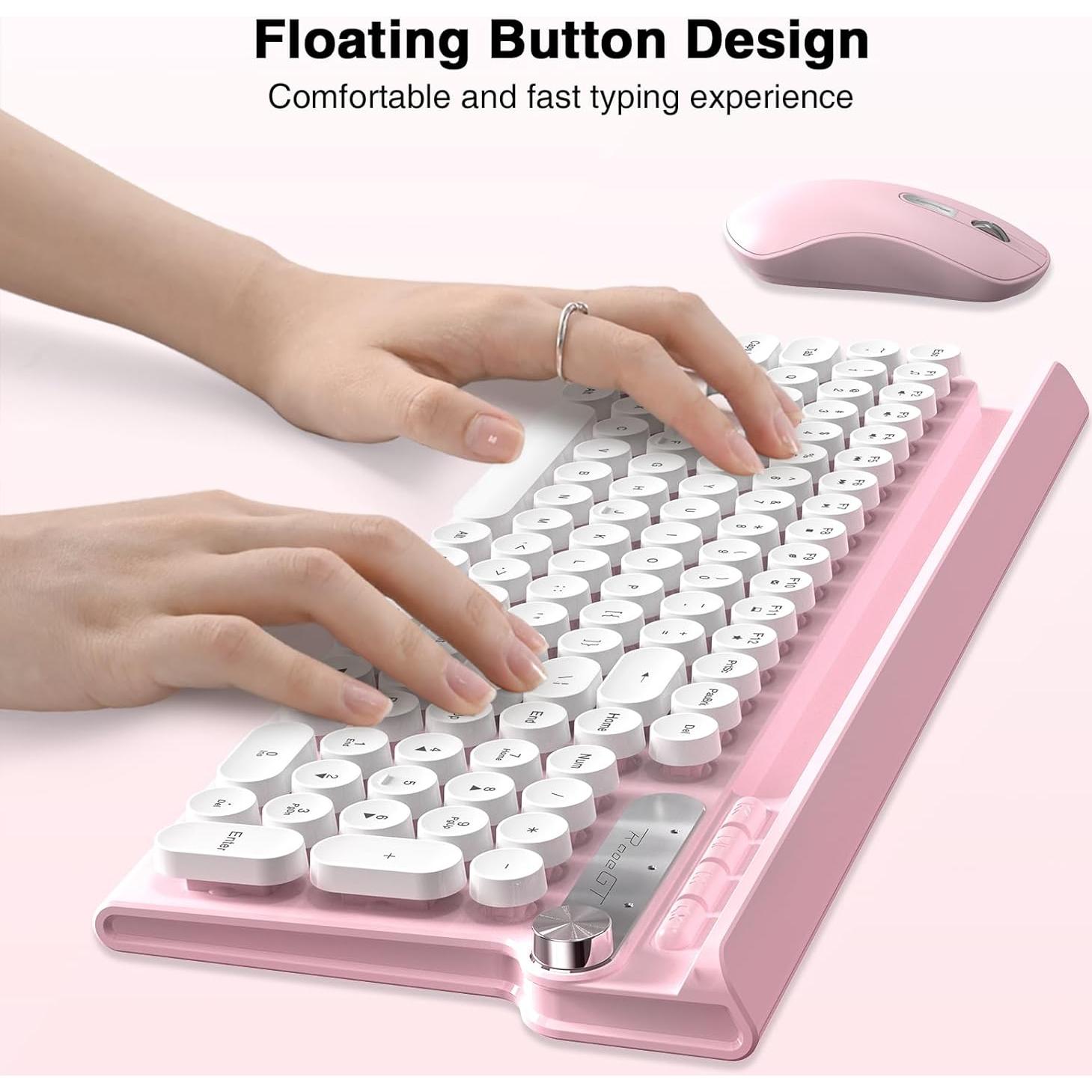 Combo Teclado y Ratón Inalámbricos RaceGT Rosa con Soporte