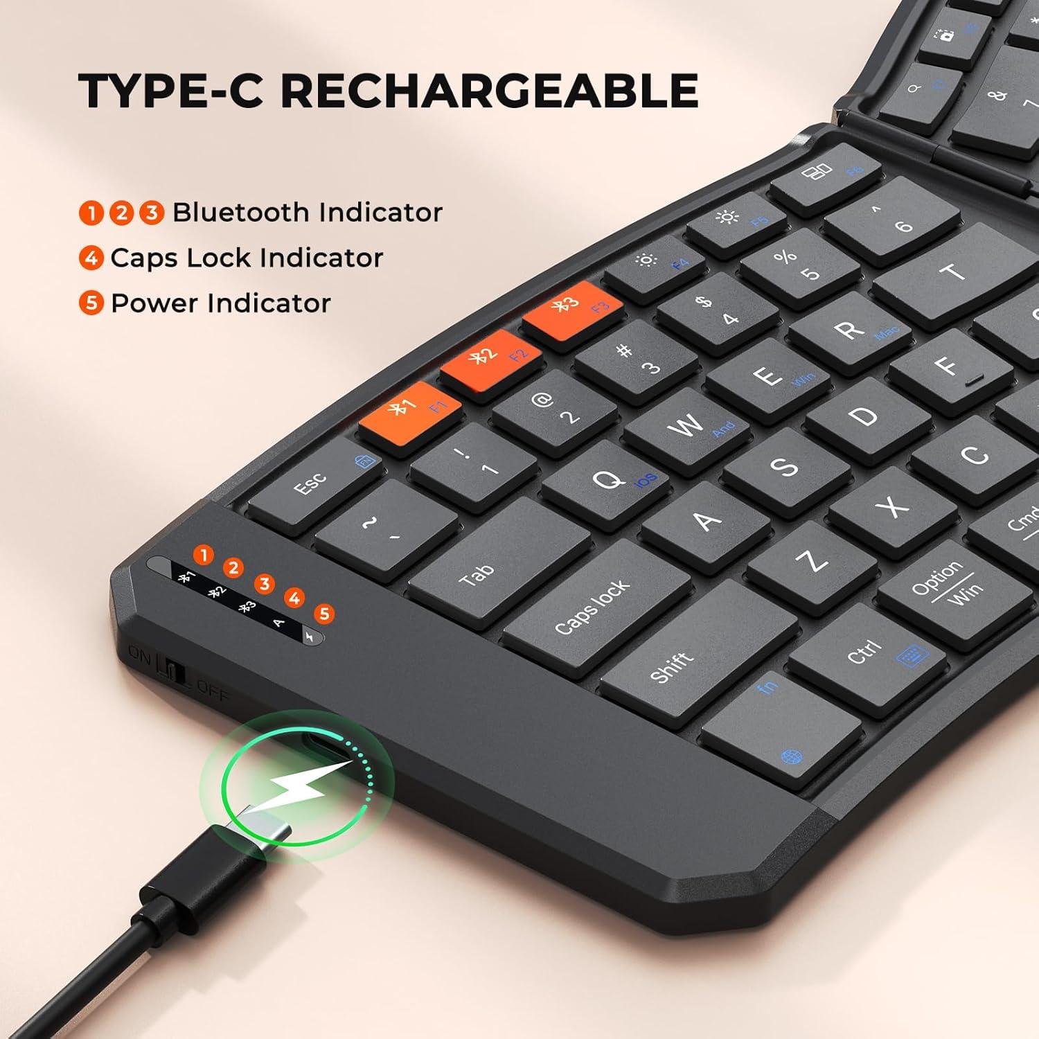 Teclado Plegable Ergonómico Meetion K9880 Bluetooth Inalámbrico