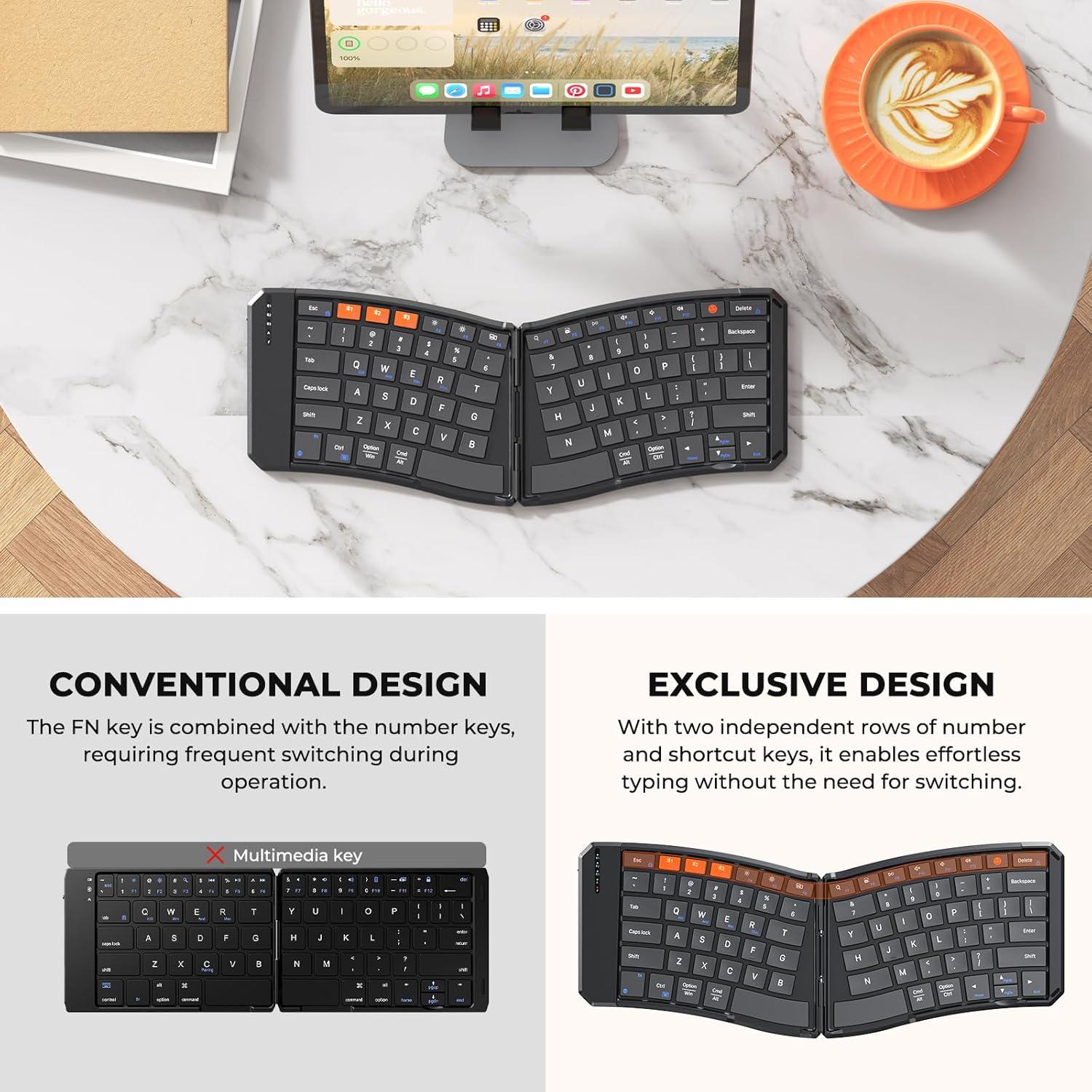 Teclado Plegable Ergonómico Meetion K9880 Bluetooth Inalámbrico