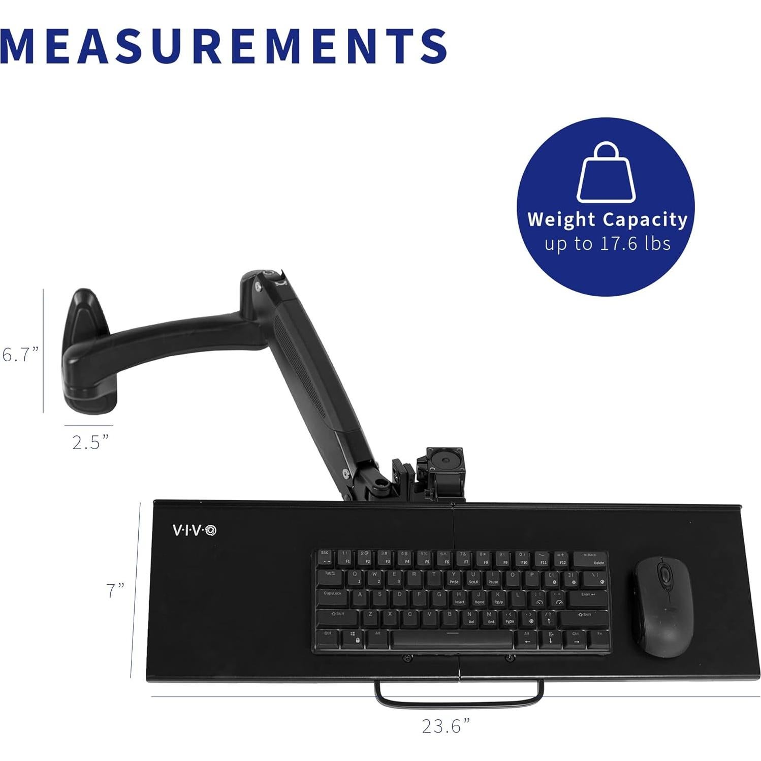 Soporte de Teclado y Ratón VIVO MOUNT-KB35A 60x18cm Ajustable