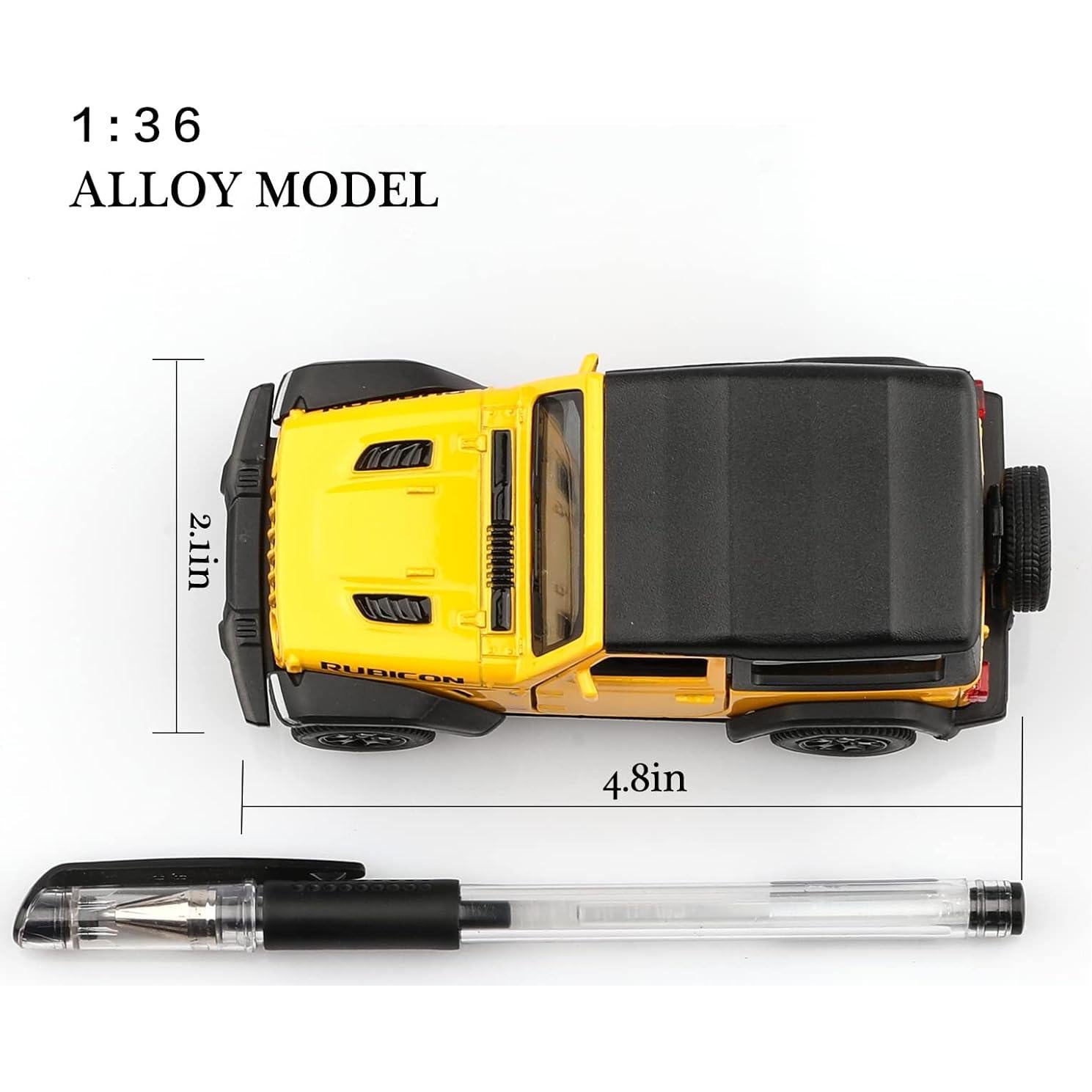 Coche de Metal a Escala 1/36 Jeep Wrangler Amarillo