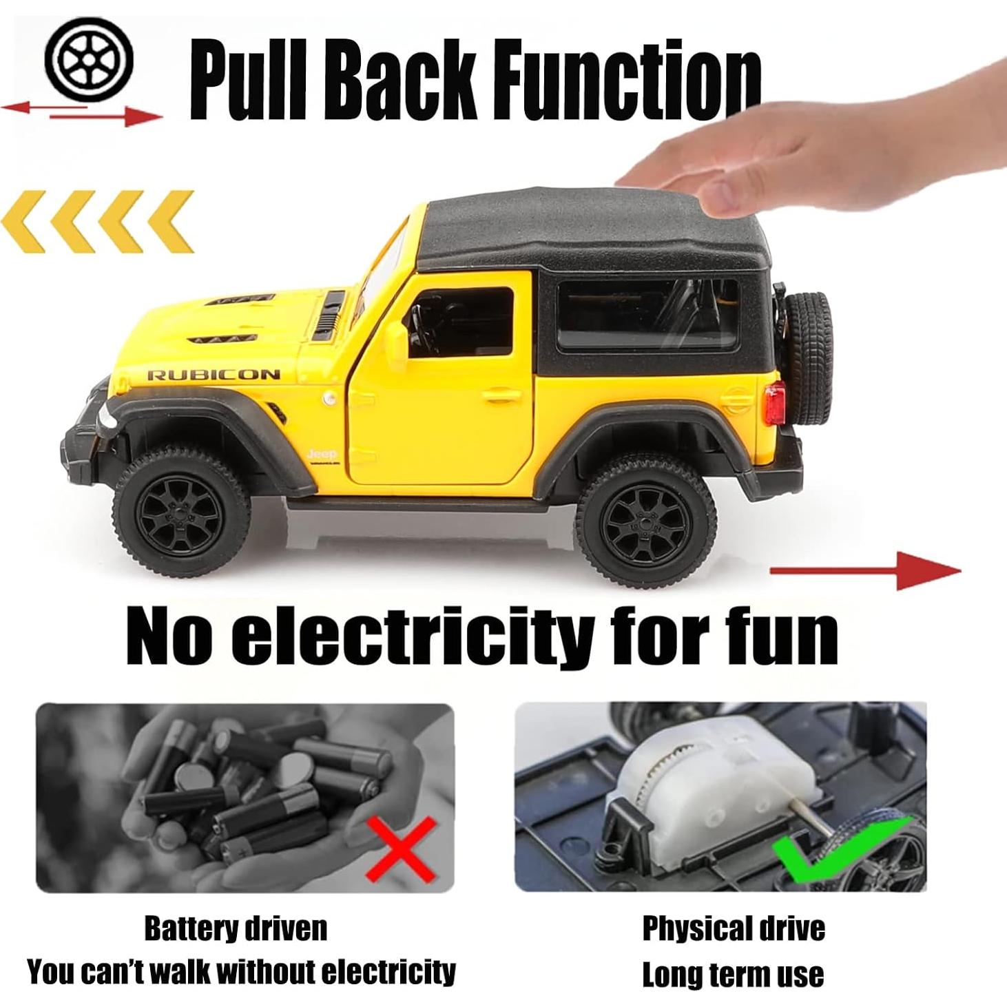 Coche de Metal a Escala 1/36 Jeep Wrangler Amarillo