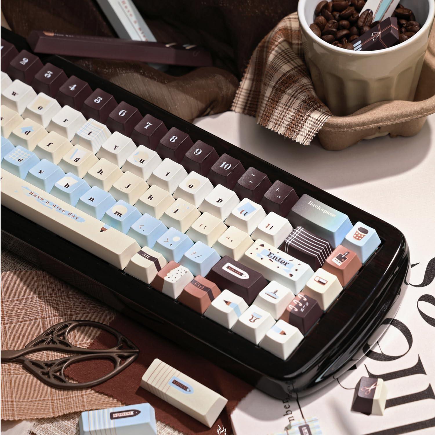 Teclas Cherry PBT 145 unidades TIMSEKER Vintage Azul Marrón Crema
