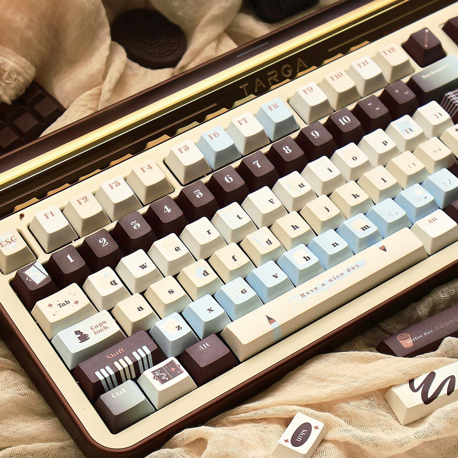 Teclas Cherry PBT 145 unidades TIMSEKER Vintage Azul Marrón Crema