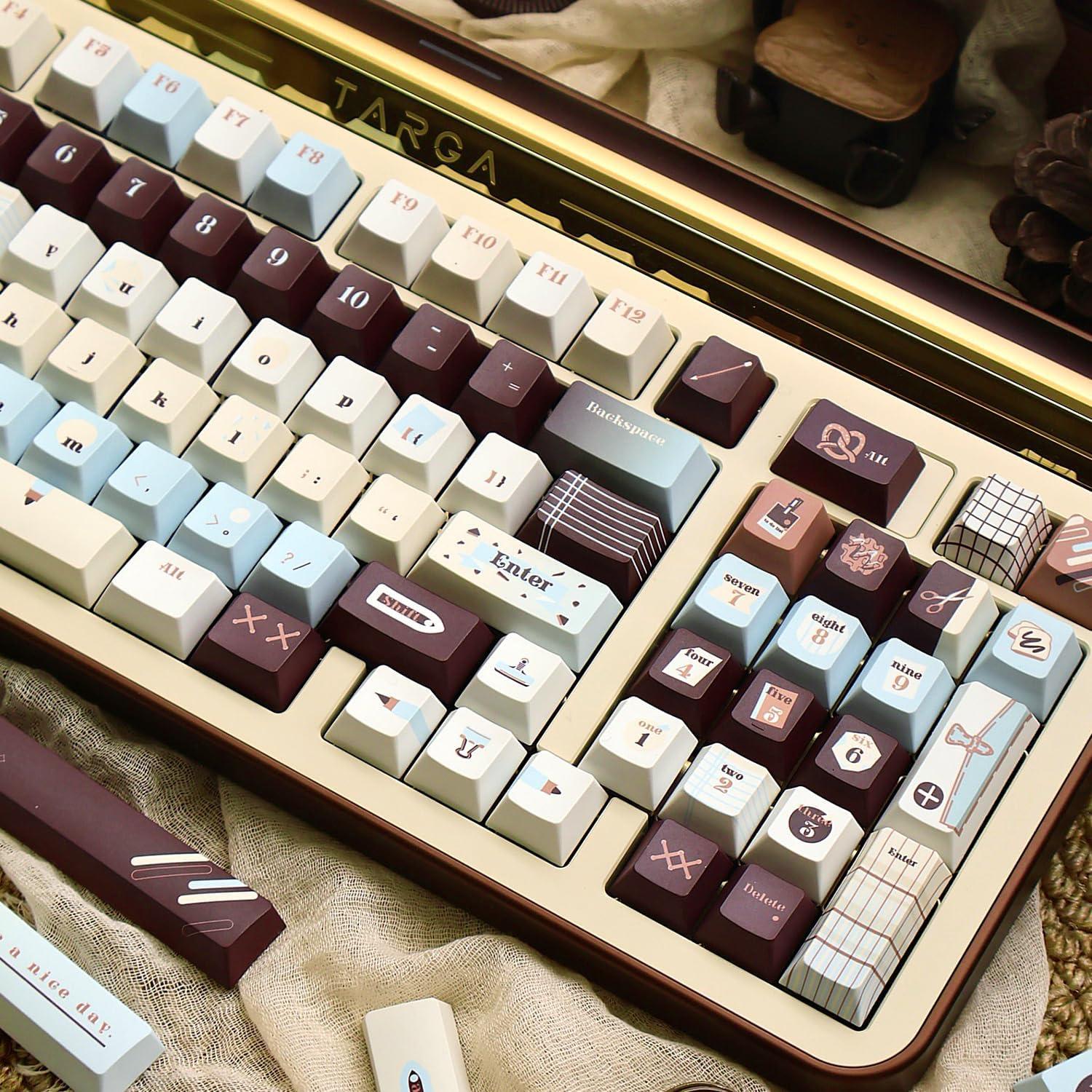 Teclas Cherry PBT 145 unidades TIMSEKER Vintage Azul Marrón Crema