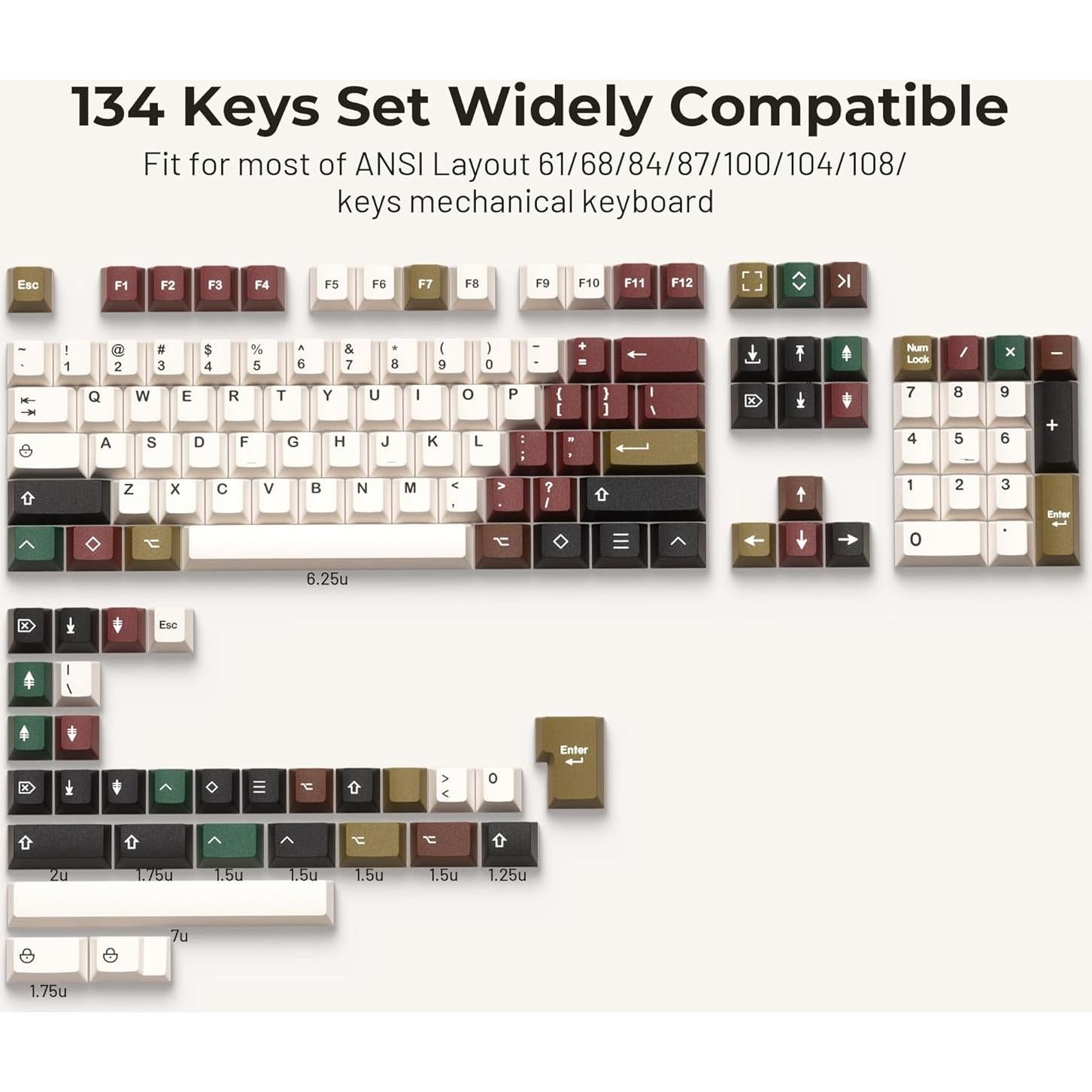 Teclas Retro XVX 134 Piezas Cherry para Teclados Mecánicos