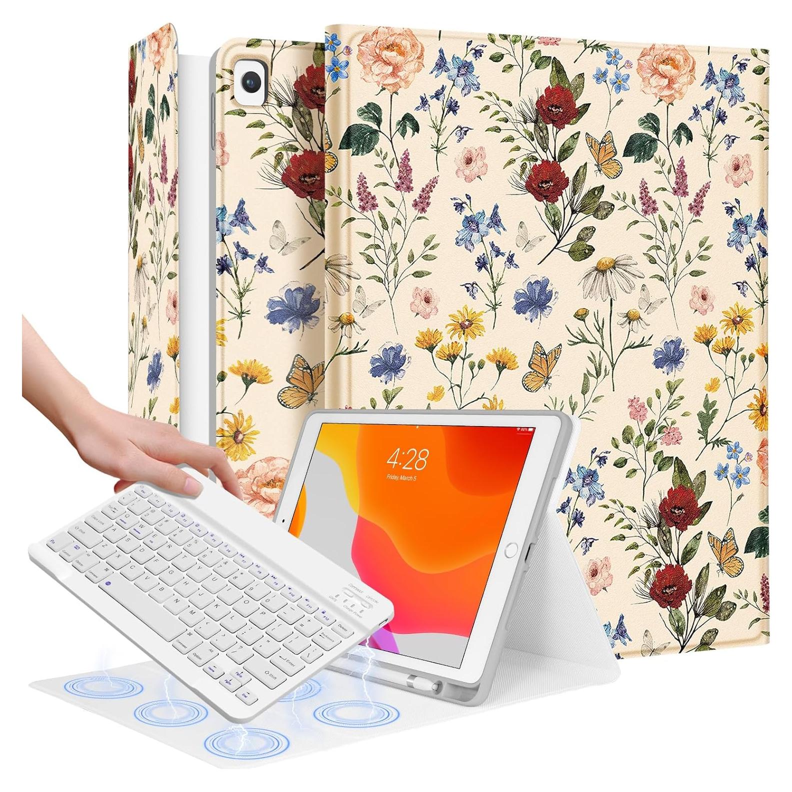 Funda Teclado Floral para iPad 9ª/8ª/7ª/Air 3ª/Pro 10.5" Wazzasoft