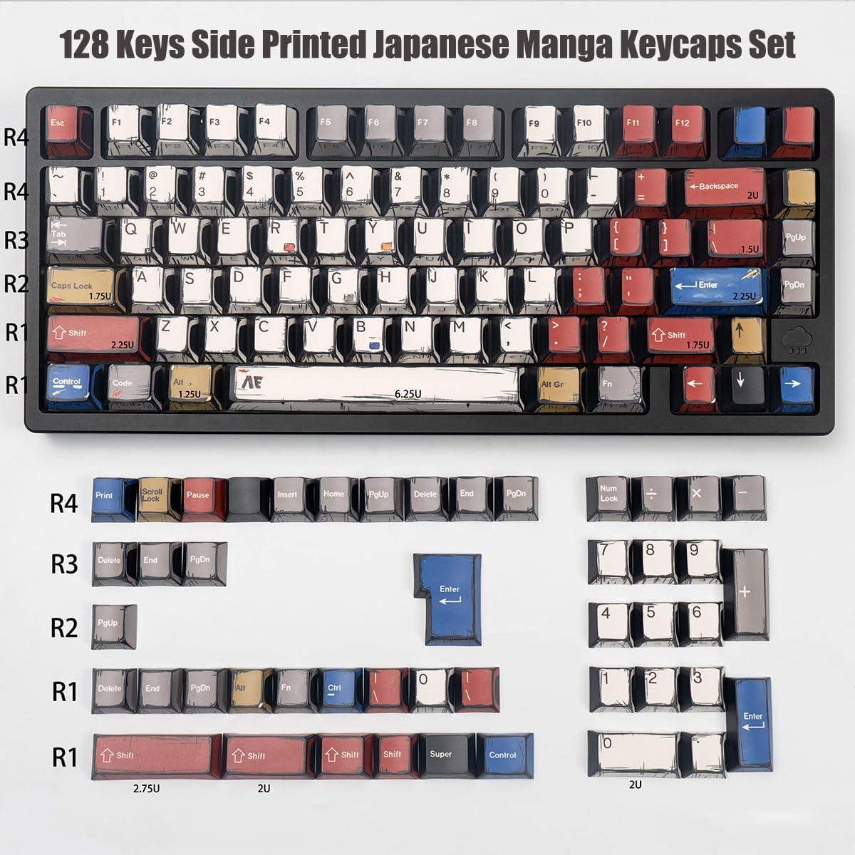 Conjunto de Teclas Mecánicas SUEHIODHY Manga Japonesa 128 PBT