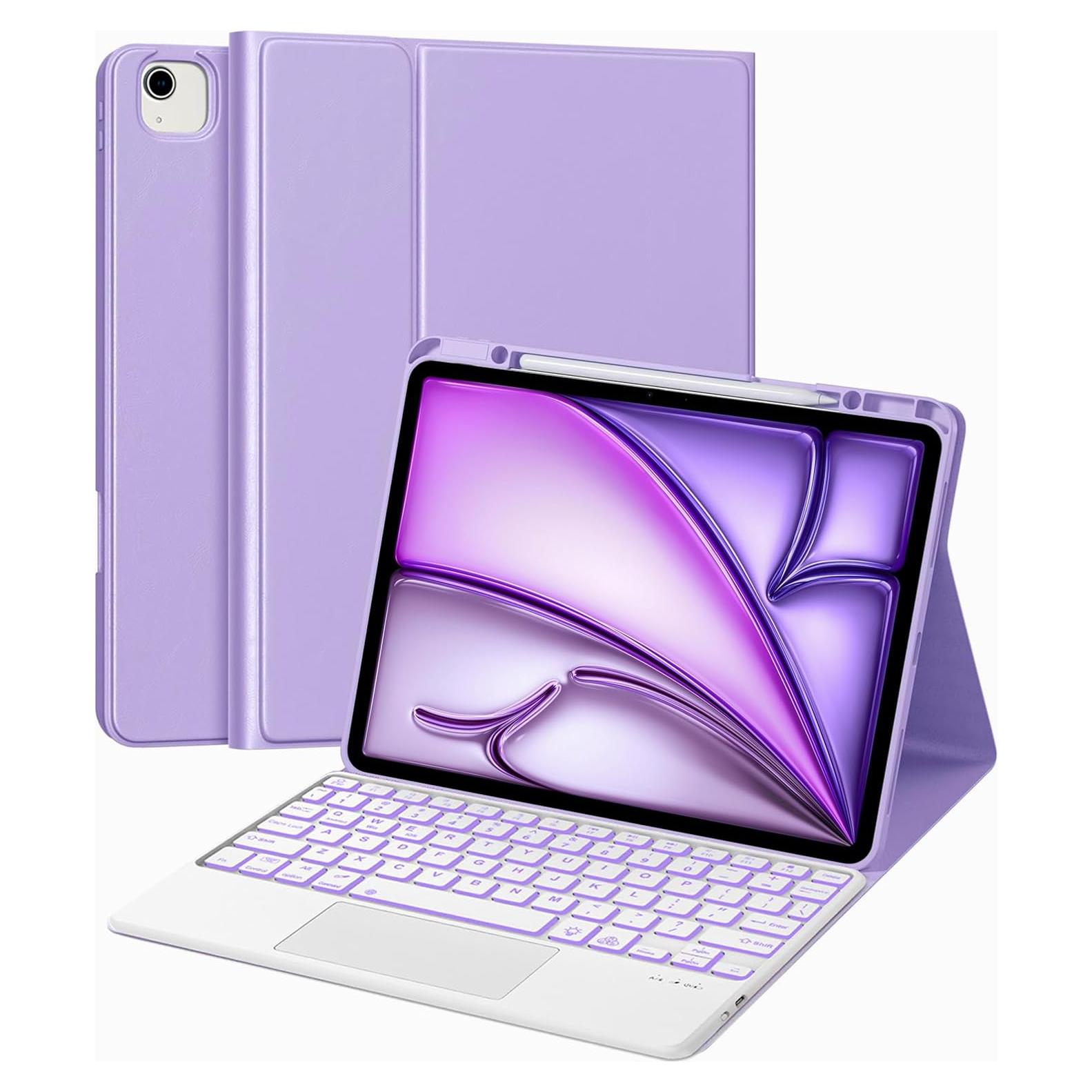 Funda Teclado Bluetooth AMOUOGOEY para iPad Air 13 y Pro 12.9