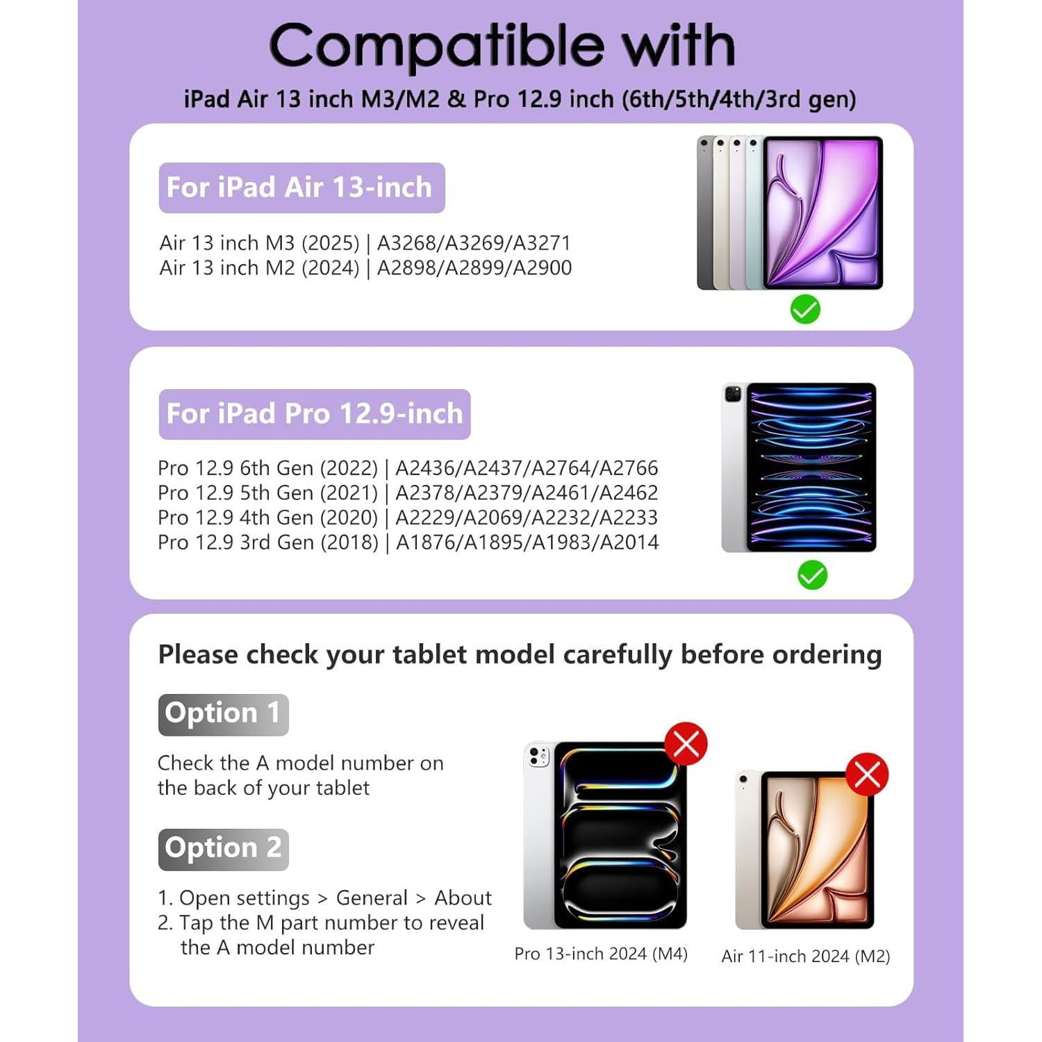 Funda Teclado Bluetooth AMOUOGOEY para iPad Air 13 y Pro 12.9