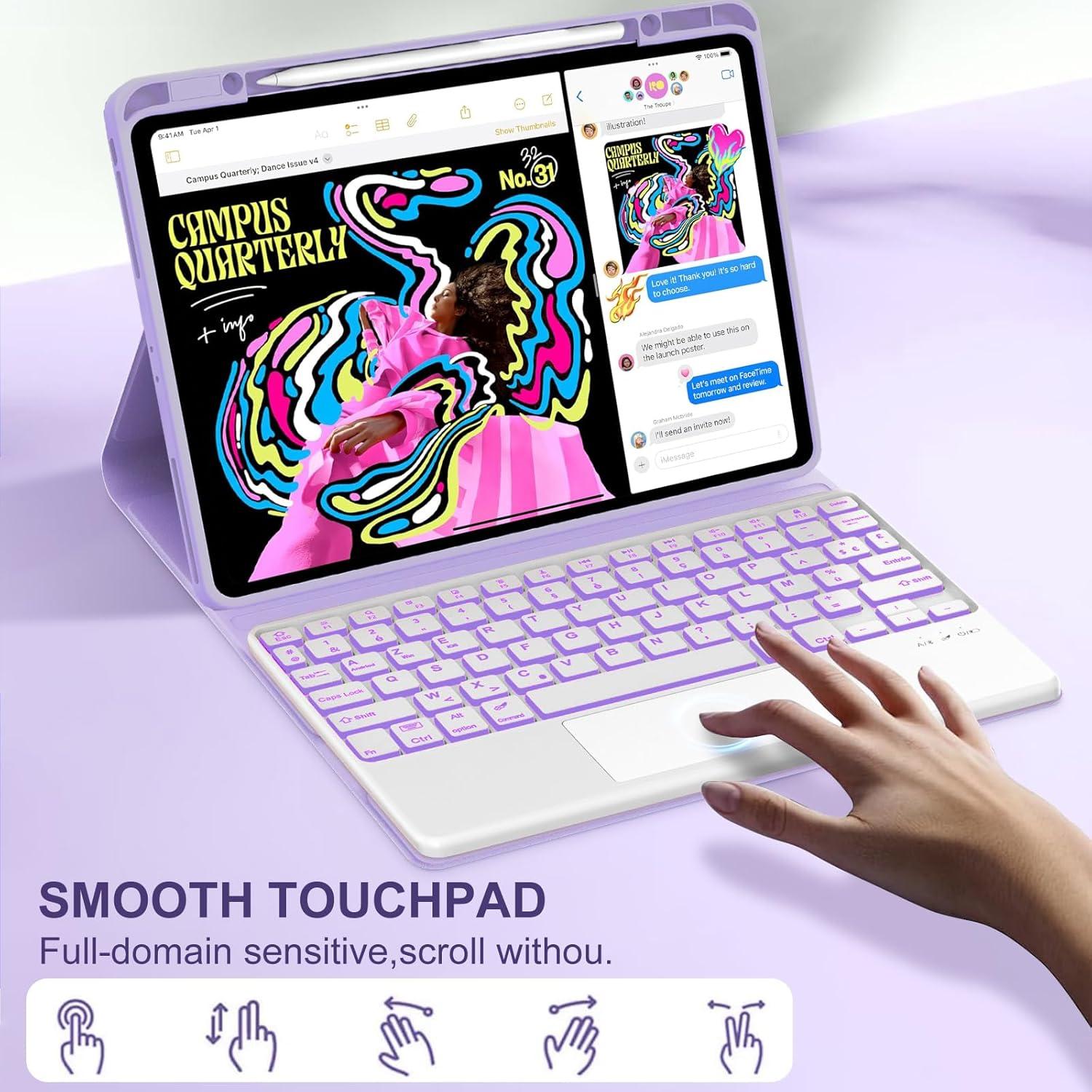 Funda Teclado Bluetooth AMOUOGOEY para iPad Air 13 y Pro 12.9