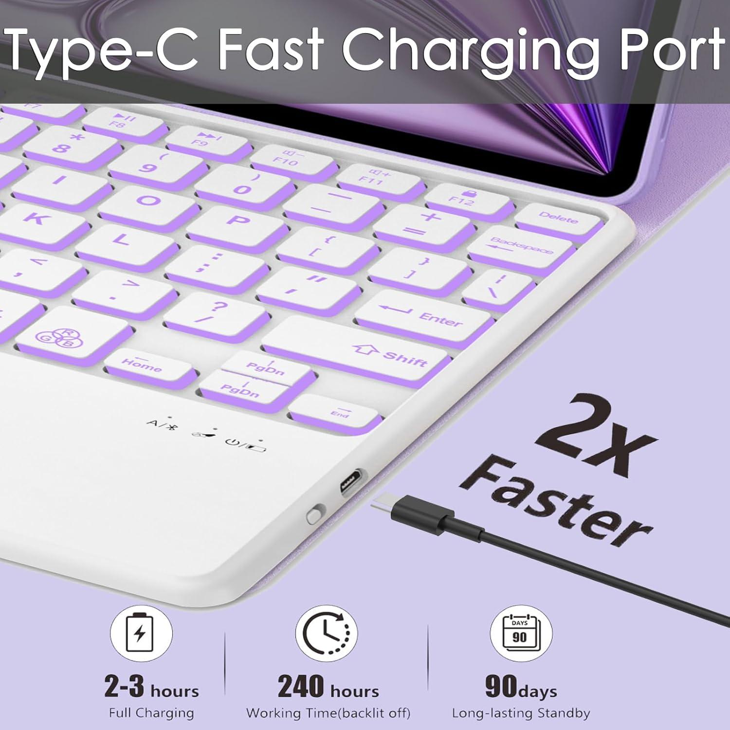 Funda Teclado Bluetooth AMOUOGOEY para iPad Air 13 y Pro 12.9