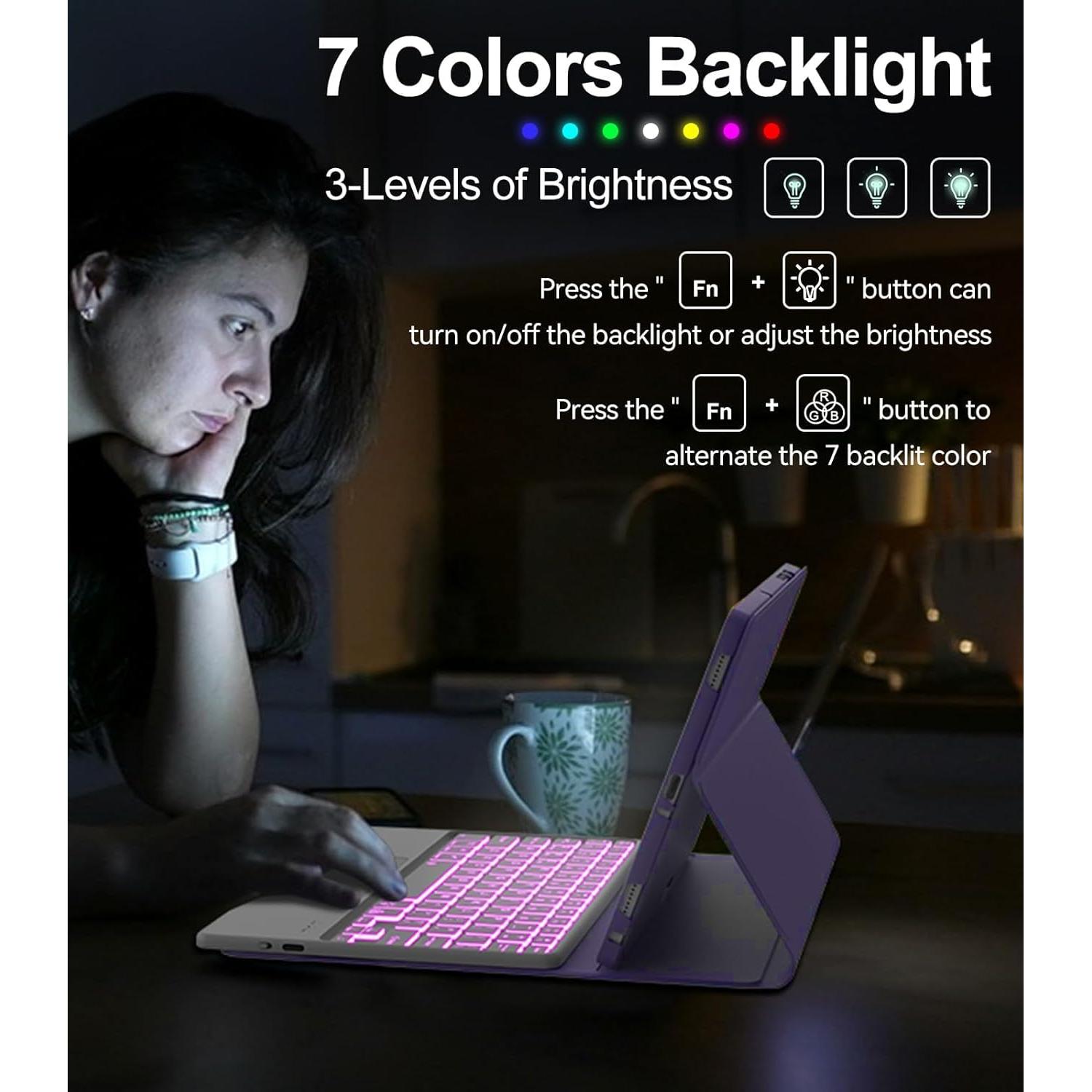 Funda Teclado Bluetooth AMOUOGOEY para iPad Air 13 y Pro 12.9