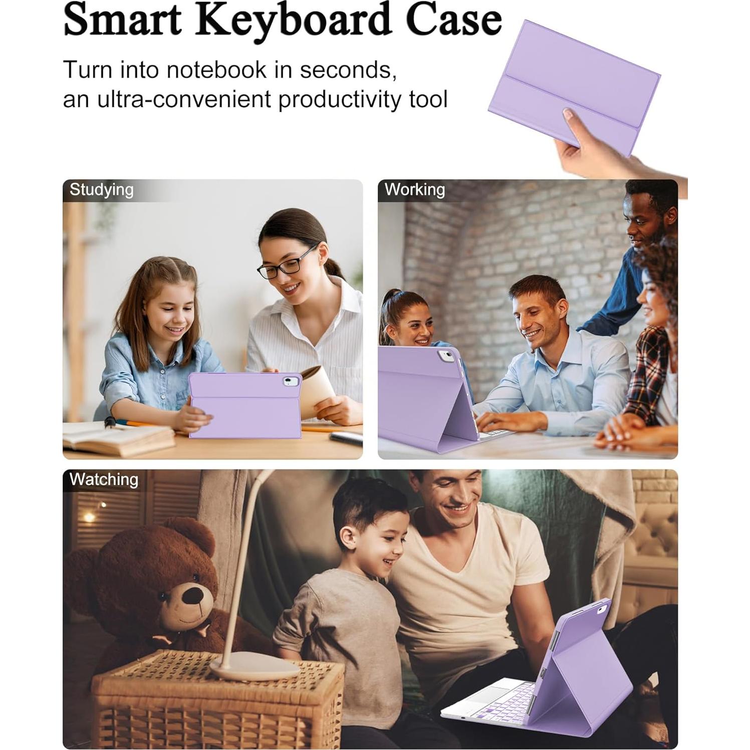 Funda Teclado Bluetooth AMOUOGOEY para iPad Air 13 y Pro 12.9