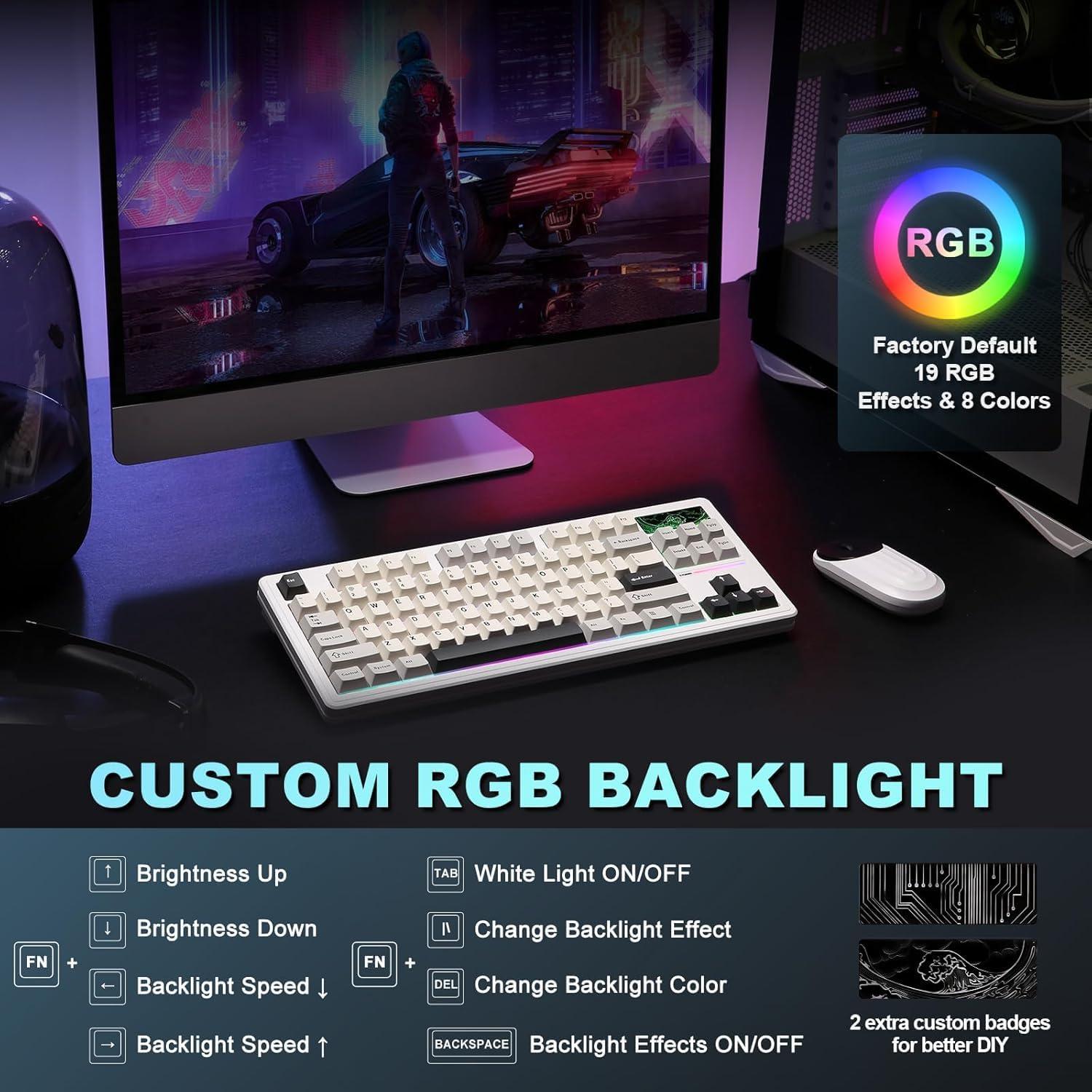 Teclado Mecánico YUNZII YZ87 TKL Inalámbrico RGB Blanco