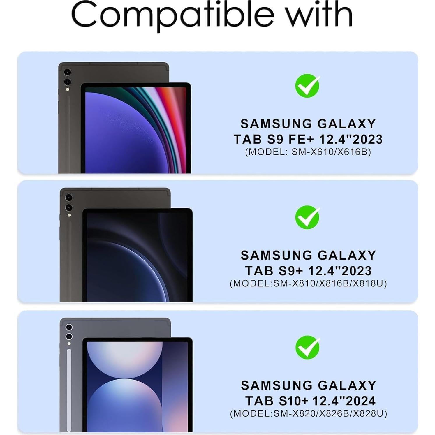 Funda de Teclado Inalámbrico AMOUOGOEY para Galaxy Tab S10+/S9FE+ 12.4"