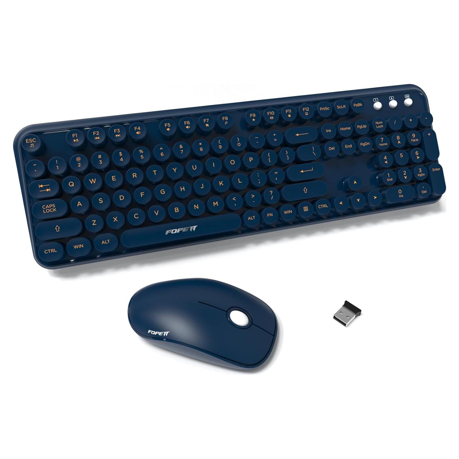 Combo Teclado y Ratón Inalámbrico FOPETT 2.4GHz Azul