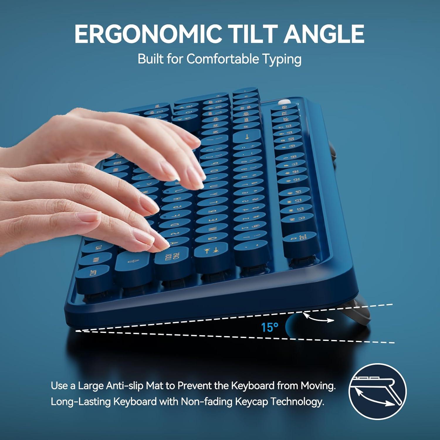 Combo Teclado y Ratón Inalámbrico FOPETT 2.4GHz Azul