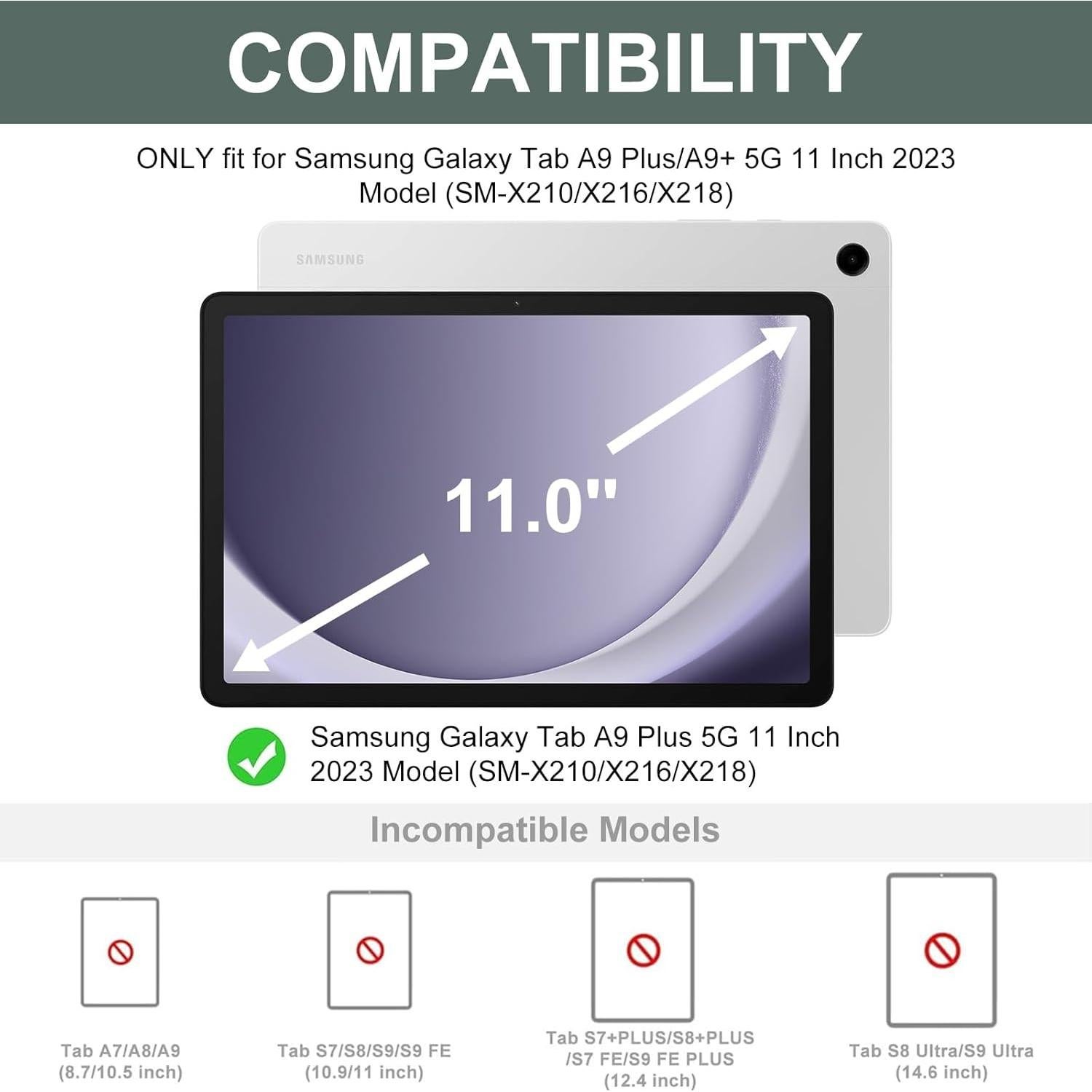 Funda de Teclado Samsung Galaxy Tab A9+ 11" Verde Oscuro