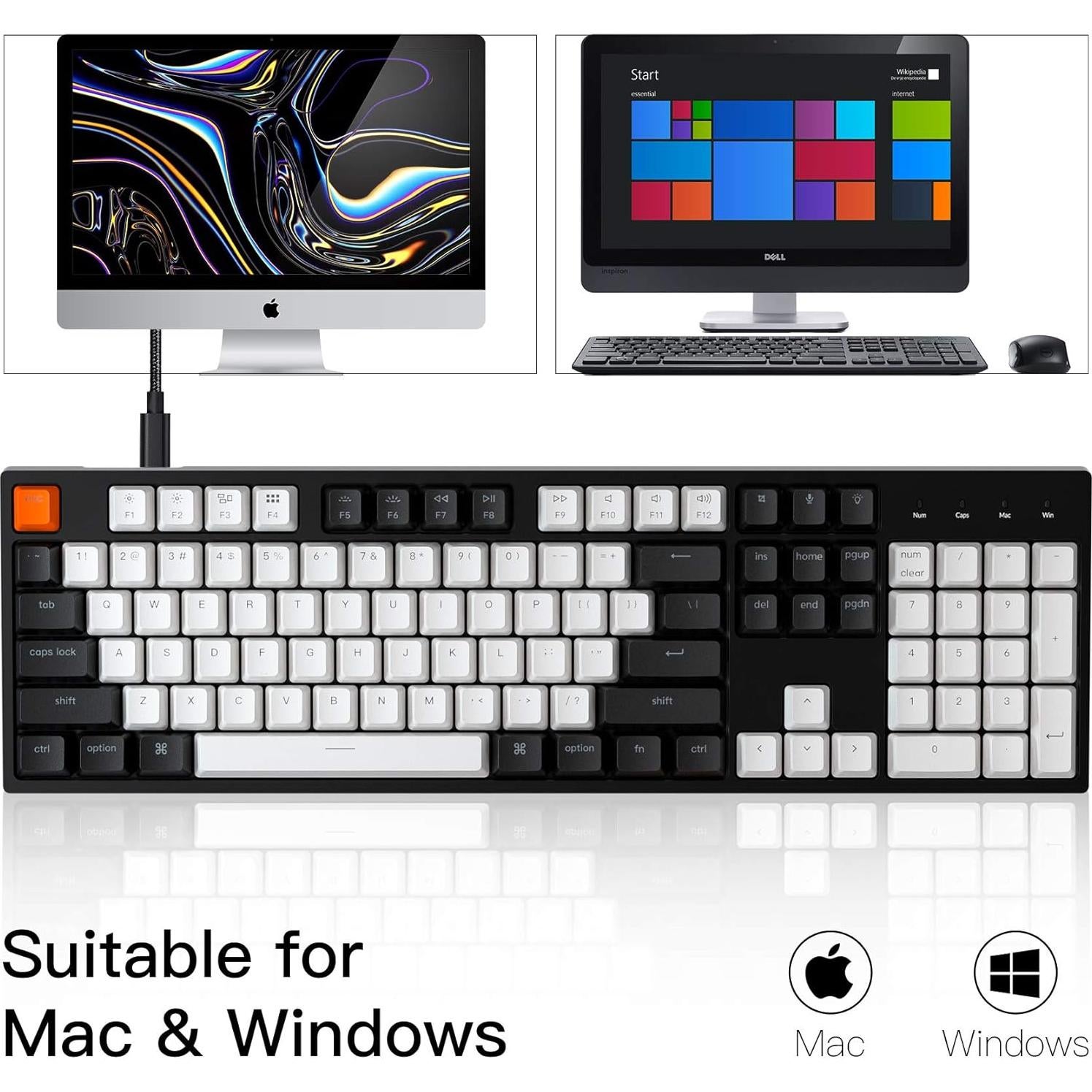 Teclado Mecánico Gaming Keychron C2 USB-C 104 Teclas LED Blanca