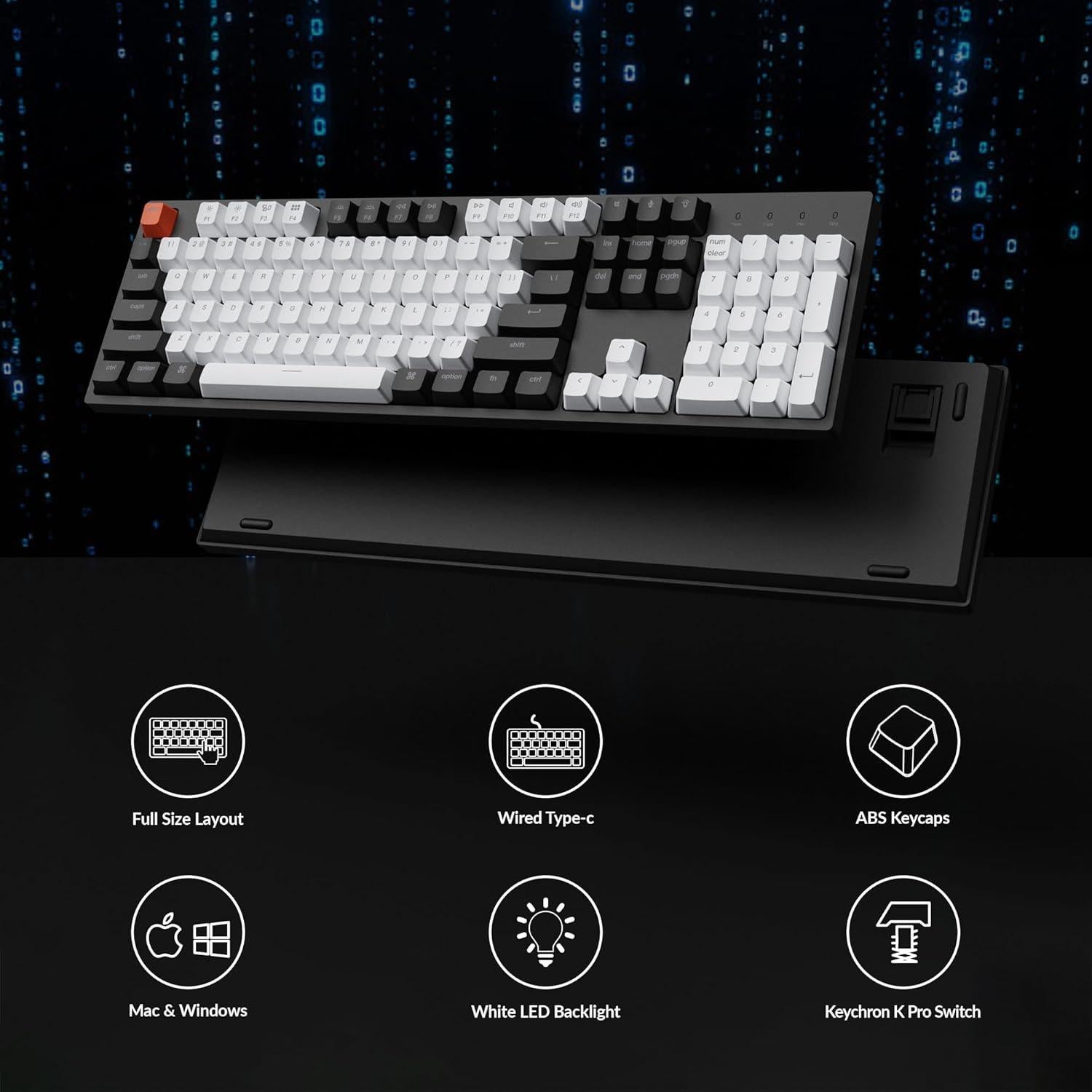 Teclado Mecánico Gaming Keychron C2 USB-C 104 Teclas LED Blanca