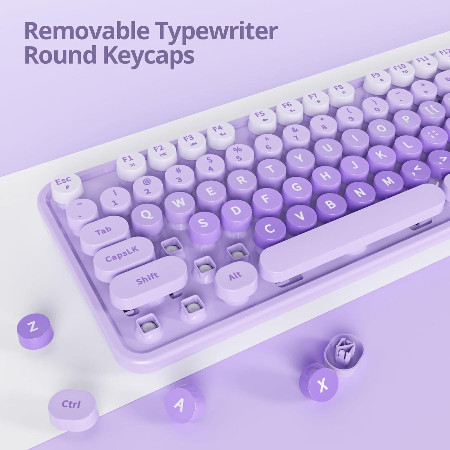 Combo Teclado y Ratón Inalámbrico Ussixchare Morado Retro