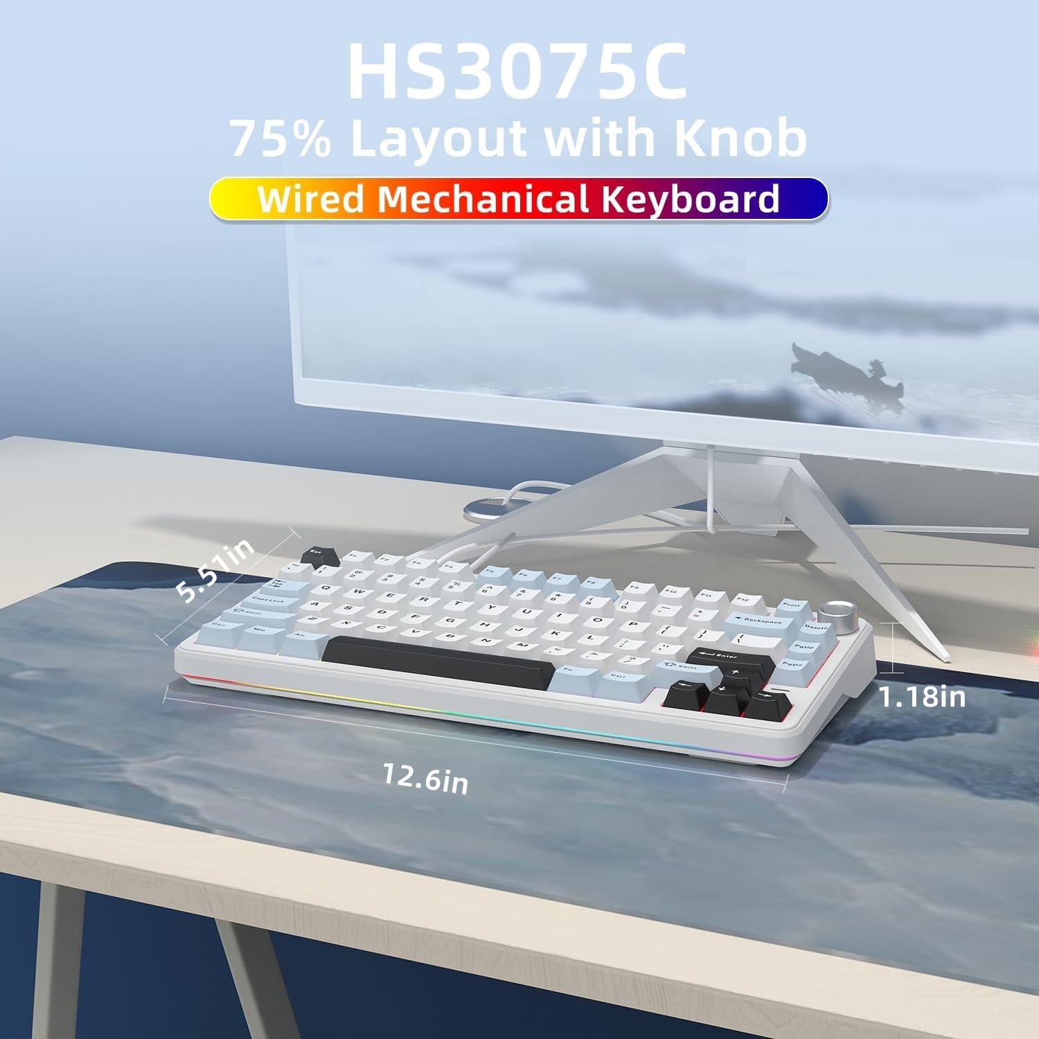 Teclado Mecánico 75% HELLO GANSS Hot Swappable RGB 81 Teclas