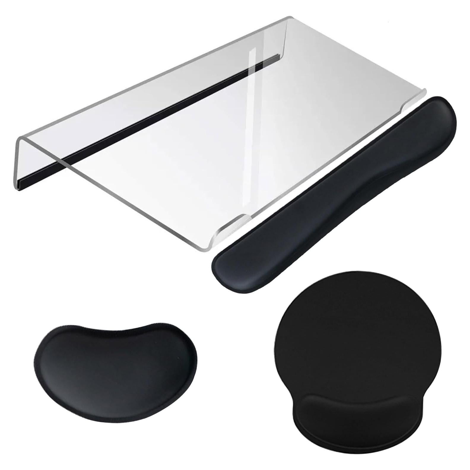 Juego de 4 Soportes de Teclado Acrílico con Almohadillas Ergonómicas